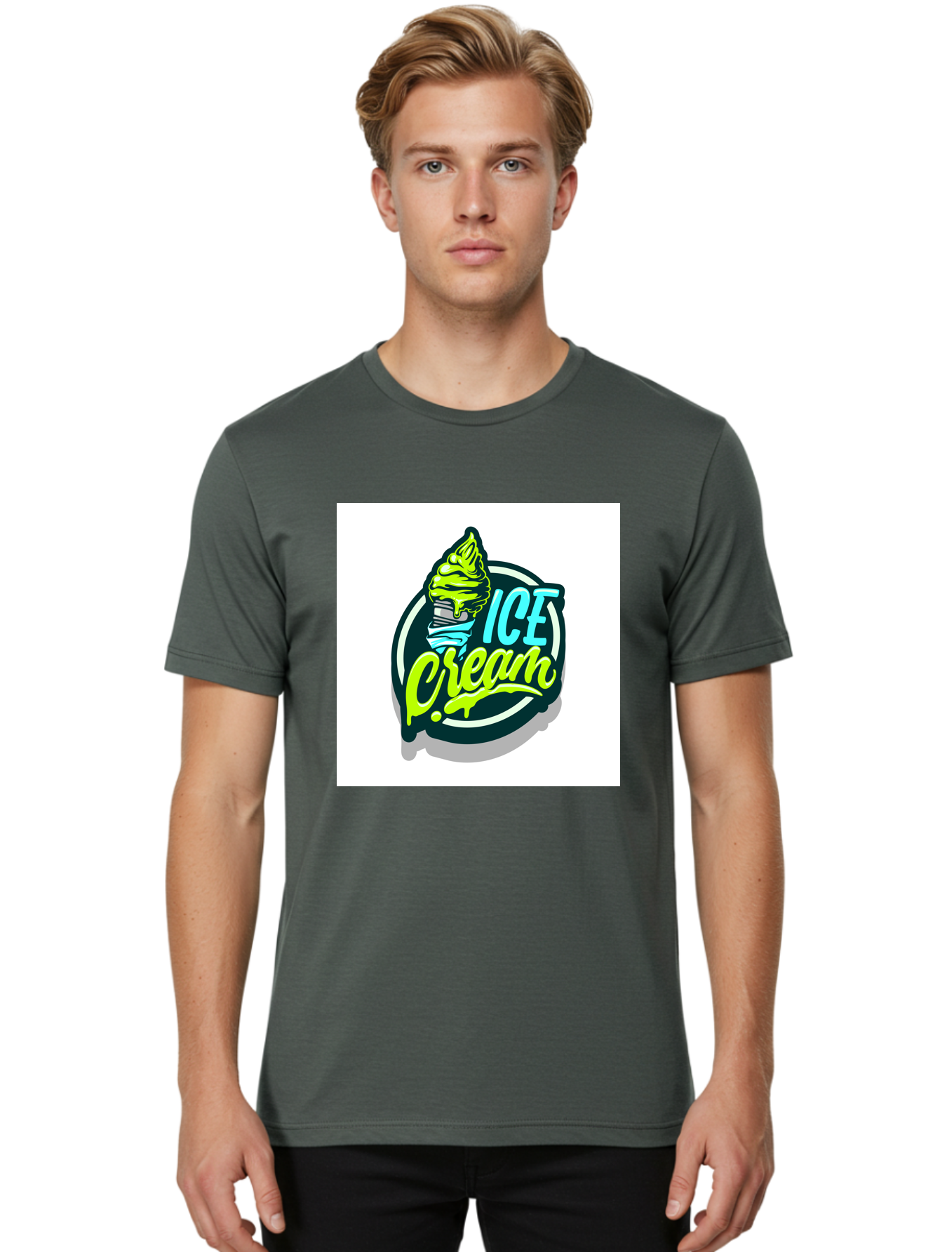 Ice-Cream Men'S Graphic Tee, 100% Cotton, Comfortable Casual Summer Wear, Machine Washable, Ice Cream Cone, Sweet Treats, Dessert Lovers, Frozen Yogurt, Creamy Texture, Colorful Graphics, Playful Design, Sweet Tooth, Indulgent Pleasures, Aab471 8