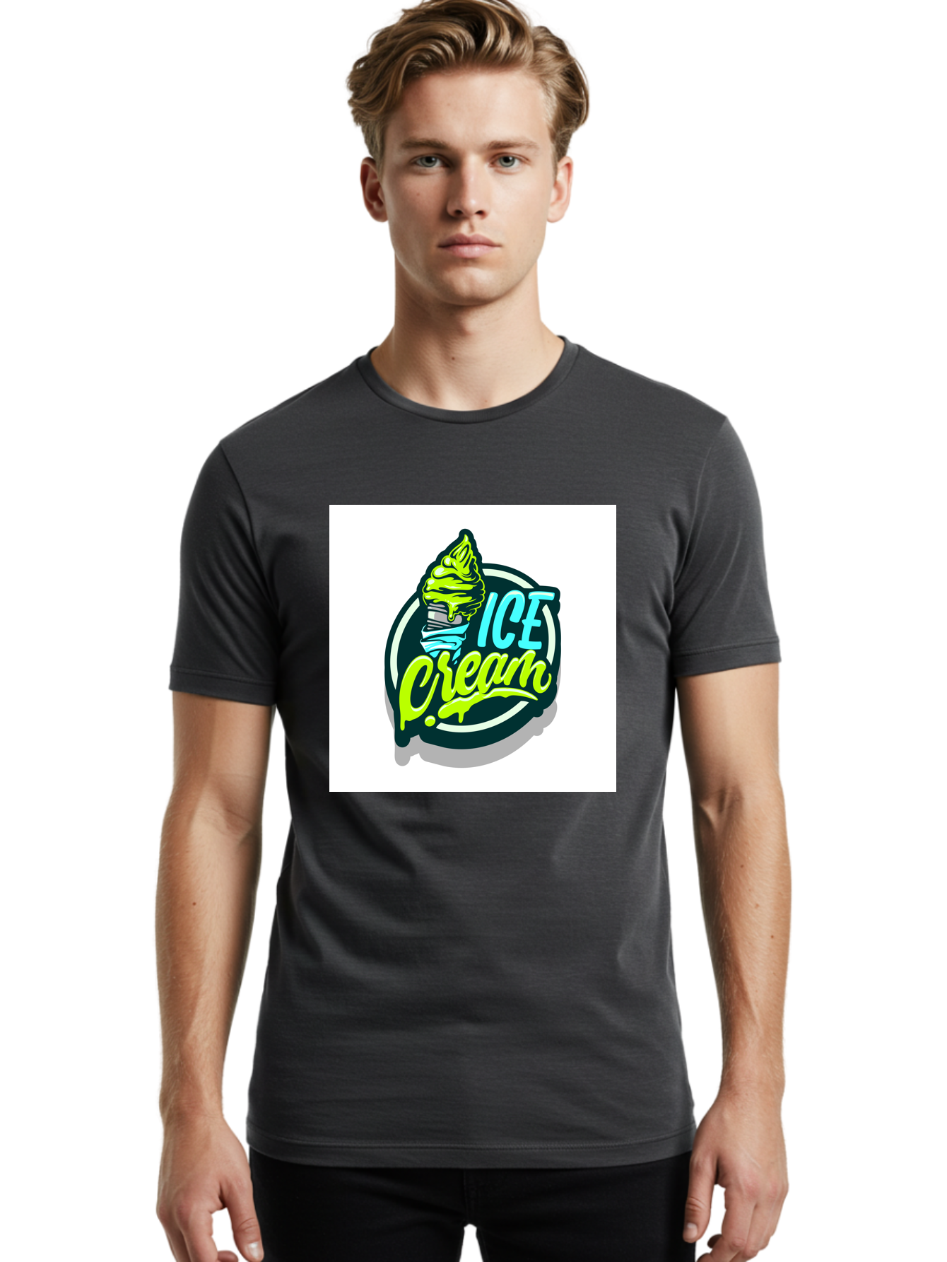 Ice-Cream Men'S Graphic Tee, 100% Cotton, Comfortable Casual Summer Wear, Machine Washable, Ice Cream Cone, Sweet Treats, Dessert Lovers, Frozen Yogurt, Creamy Texture, Colorful Graphics, Playful Design, Sweet Tooth, Indulgent Pleasures, Aab471 4
