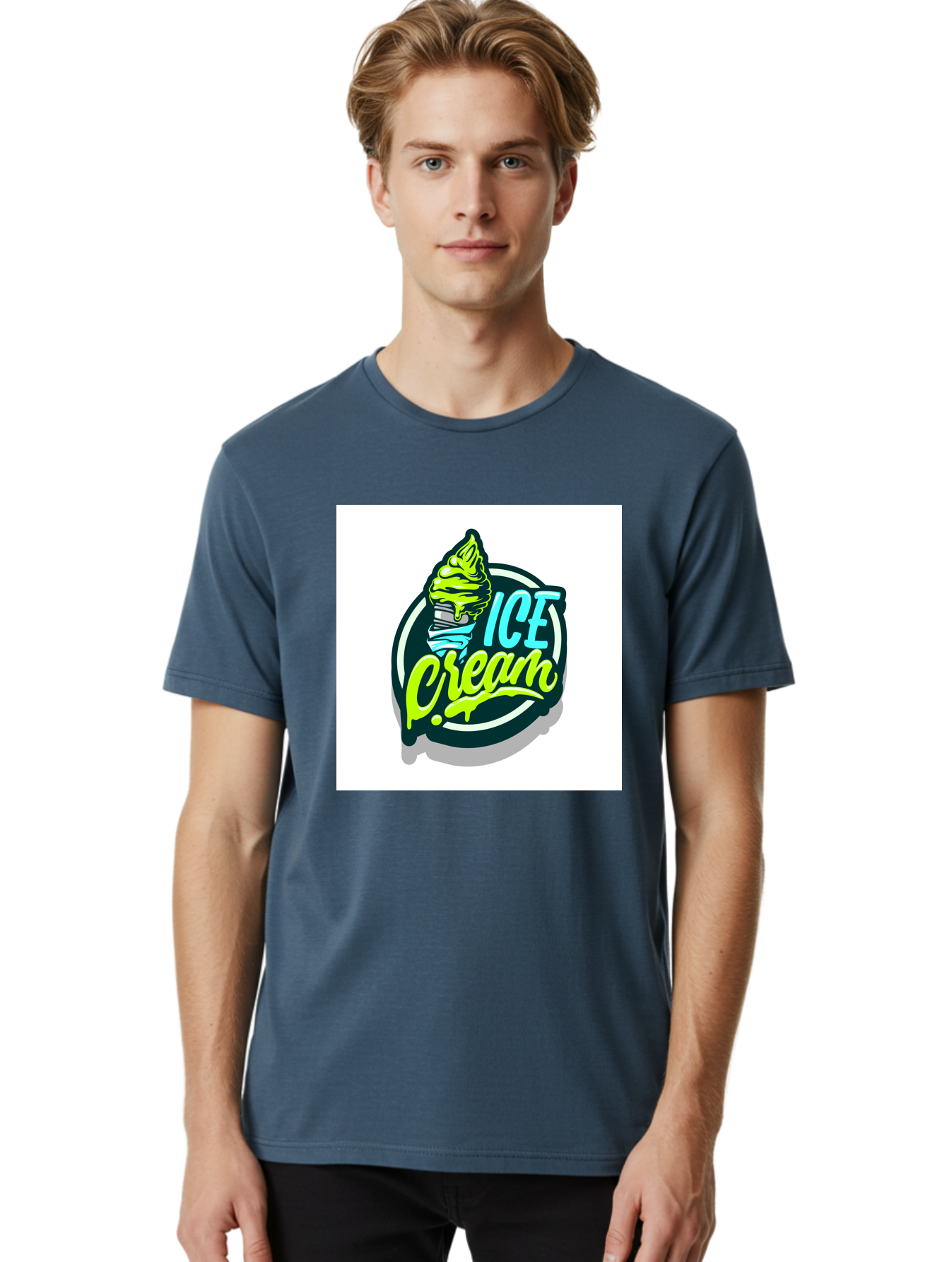 Ice-Cream Men'S Graphic Tee, 100% Cotton, Comfortable Casual Summer Wear, Machine Washable, Ice Cream Cone, Sweet Treats, Dessert Lovers, Frozen Yogurt, Creamy Texture, Colorful Graphics, Playful Design, Sweet Tooth, Indulgent Pleasures, Aab471 6