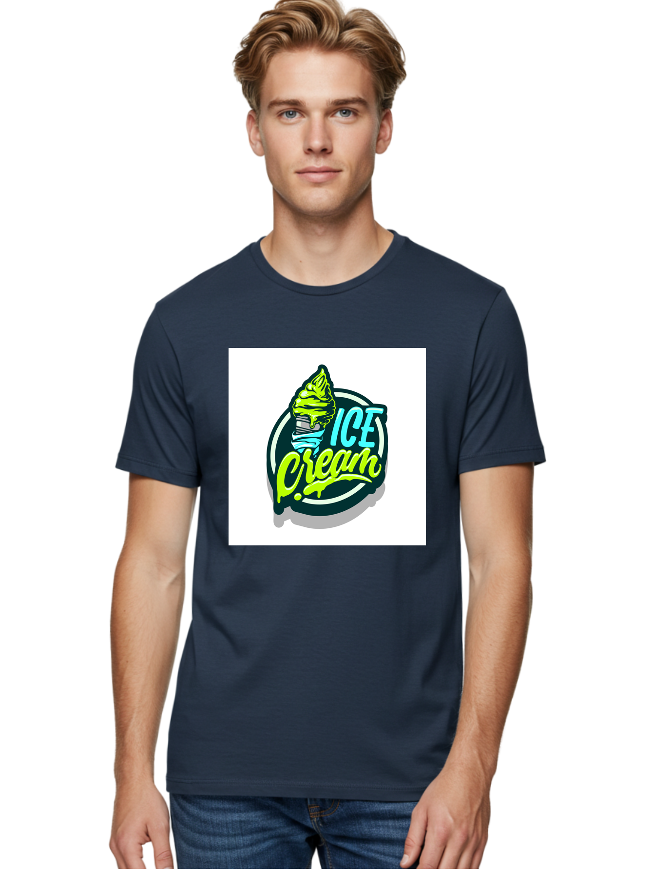 Ice-Cream Men'S Graphic Tee, 100% Cotton, Comfortable Casual Summer Wear, Machine Washable, Ice Cream Cone, Sweet Treats, Dessert Lovers, Frozen Yogurt, Creamy Texture, Colorful Graphics, Playful Design, Sweet Tooth, Indulgent Pleasures, Aab471 20
