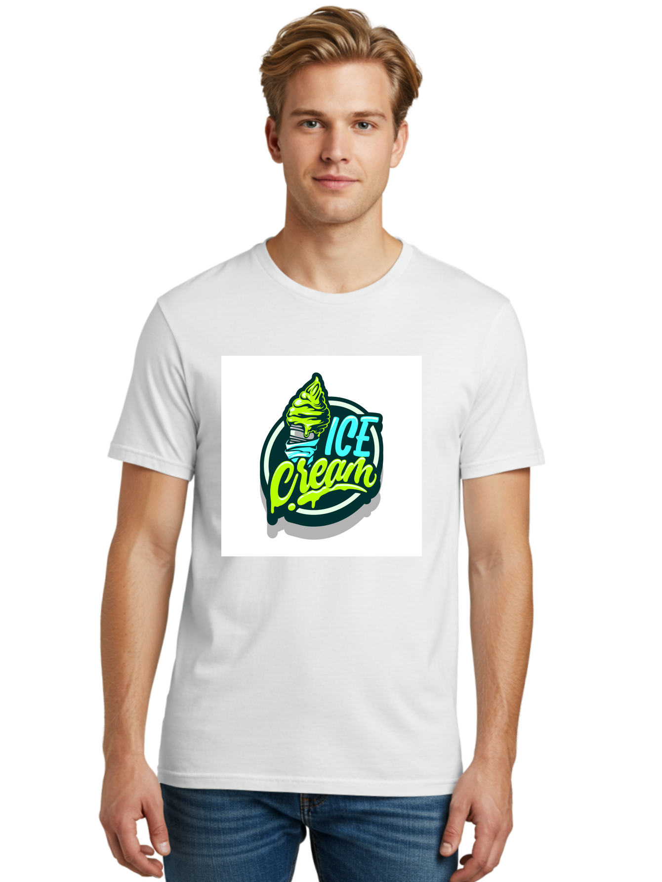 Ice-Cream Men'S Graphic Tee, 100% Cotton, Comfortable Casual Summer Wear, Machine Washable, Ice Cream Cone, Sweet Treats, Dessert Lovers, Frozen Yogurt, Creamy Texture, Colorful Graphics, Playful Design, Sweet Tooth, Indulgent Pleasures, Aab471 28