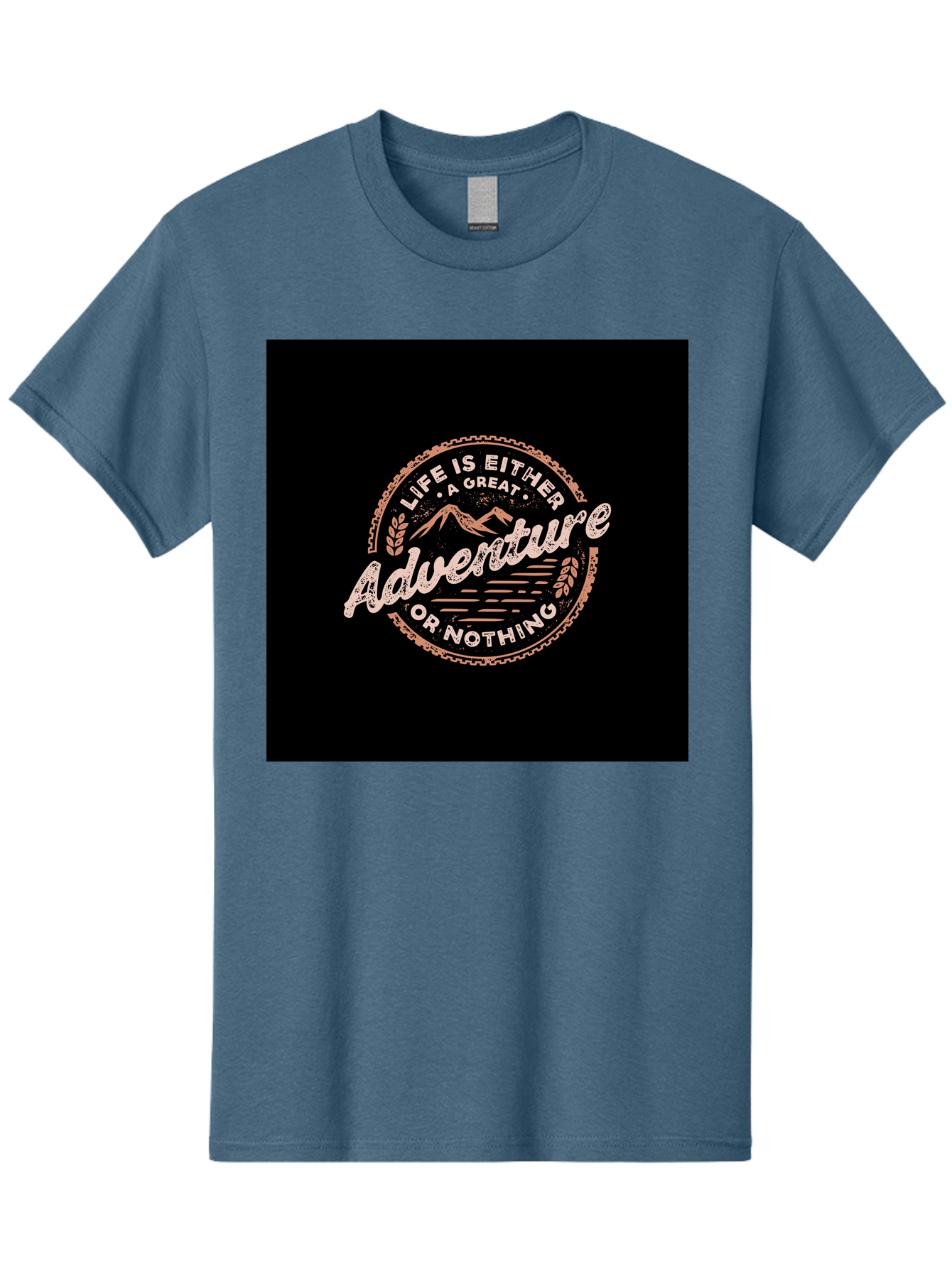 Life-Is-Either-Adventure-Or-Nothing Men'S Graphic Tee, 100% Cotton, Comfortable Casual Summer Wear, Machine Washable, Motivational Quote, Adventure Seeking, Inspiring Words, Travel Inspiration, Outdoor Enthusiasm, Wanderlust, Exploration, Aab473 11