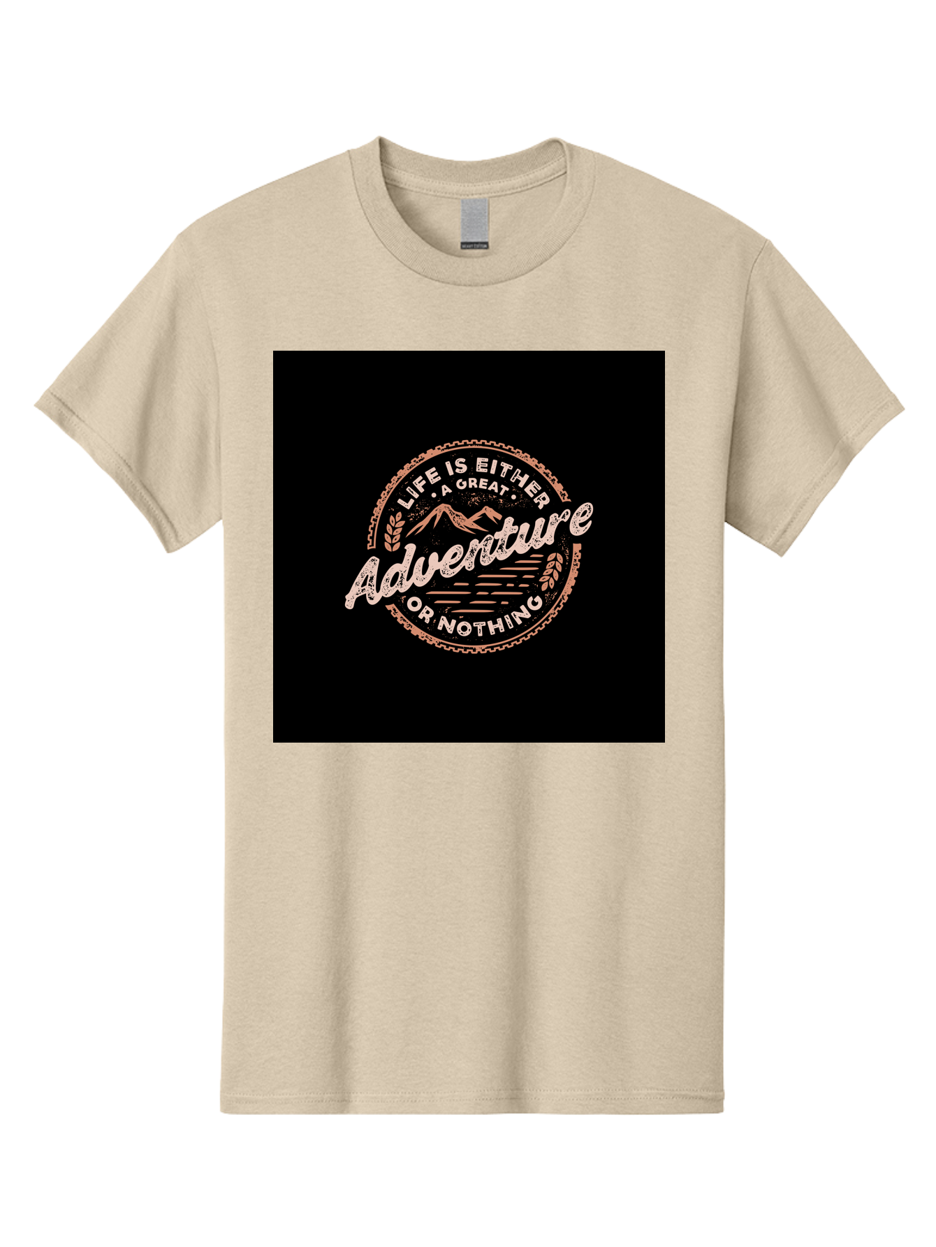 Life-Is-Either-Adventure-Or-Nothing Men'S Graphic Tee, 100% Cotton, Comfortable Casual Summer Wear, Machine Washable, Motivational Quote, Adventure Seeking, Inspiring Words, Travel Inspiration, Outdoor Enthusiasm, Wanderlust, Exploration, Aab473 27
