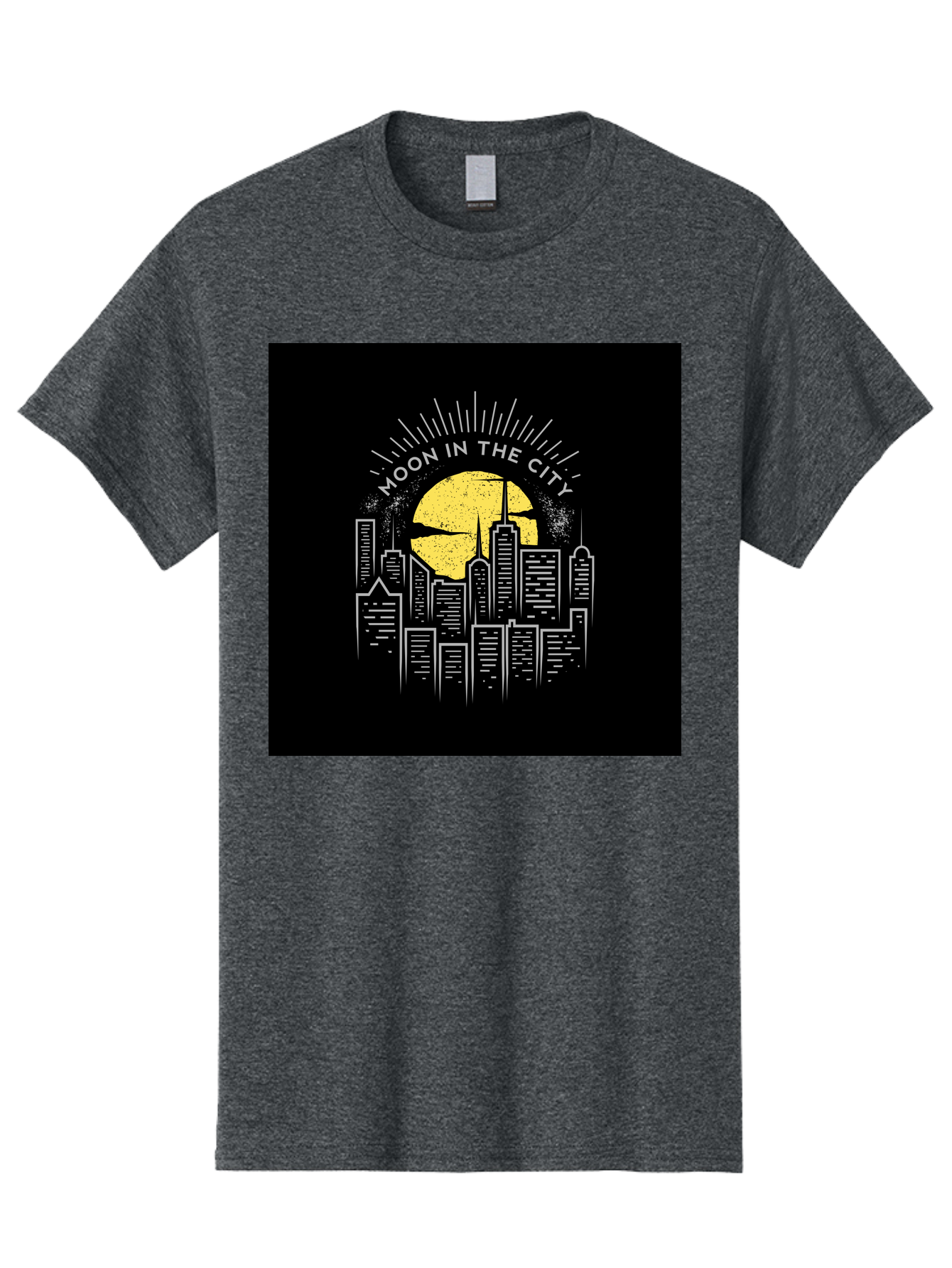 Moon-In-The-City Men'S Graphic Tee, 100% Cotton, Comfortable Casual Summer Wear, Machine Washable, City Skyline, Urban Landscape, Full Moon, Night Scene, Modern Architecture, Skyscrapers, Moonlit, City Life, Urban Ambiance, Nighttime Cityscape Aab474 7