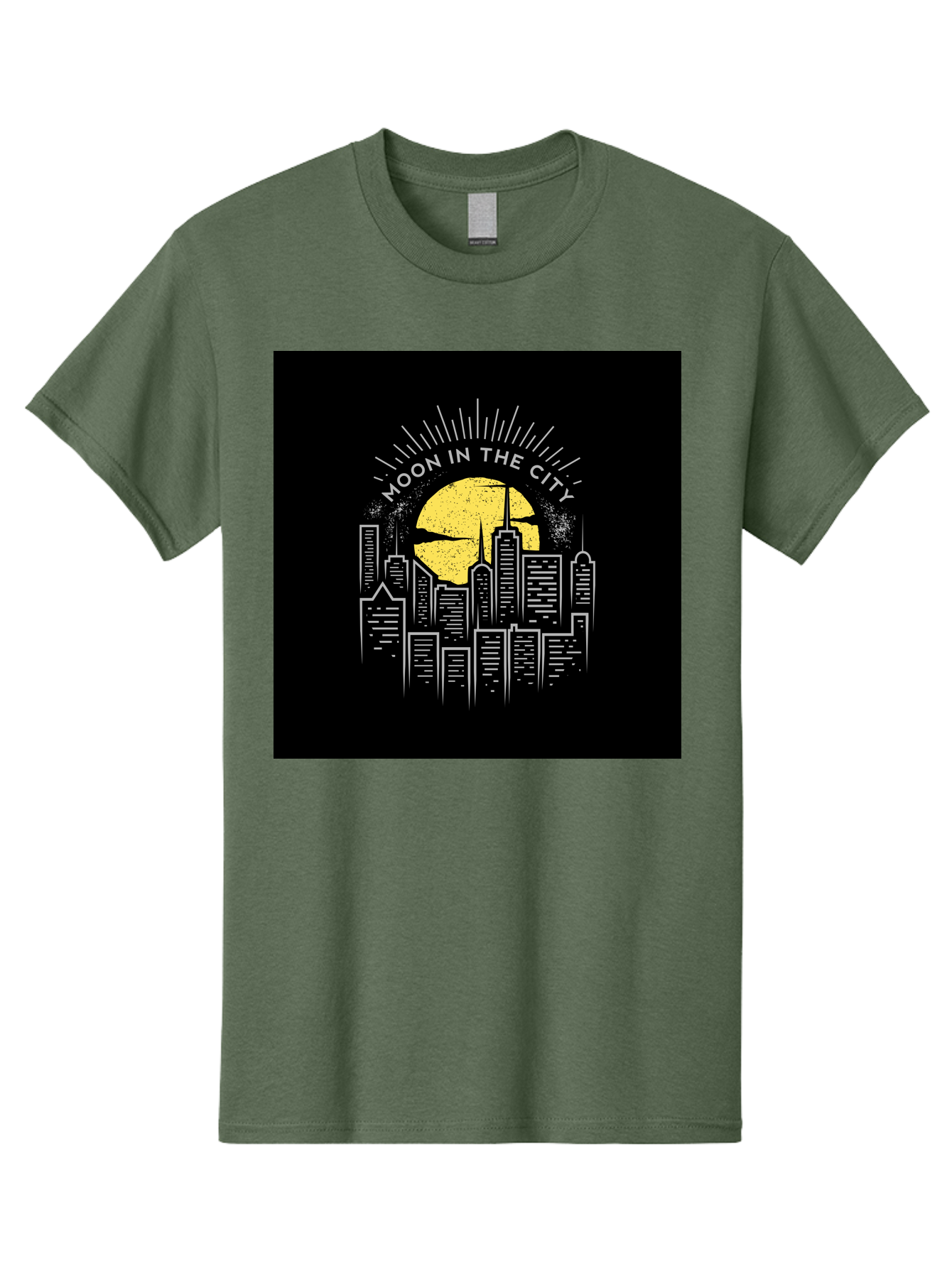 Moon-In-The-City Men'S Graphic Tee, 100% Cotton, Comfortable Casual Summer Wear, Machine Washable, City Skyline, Urban Landscape, Full Moon, Night Scene, Modern Architecture, Skyscrapers, Moonlit, City Life, Urban Ambiance, Nighttime Cityscape Aab474 15