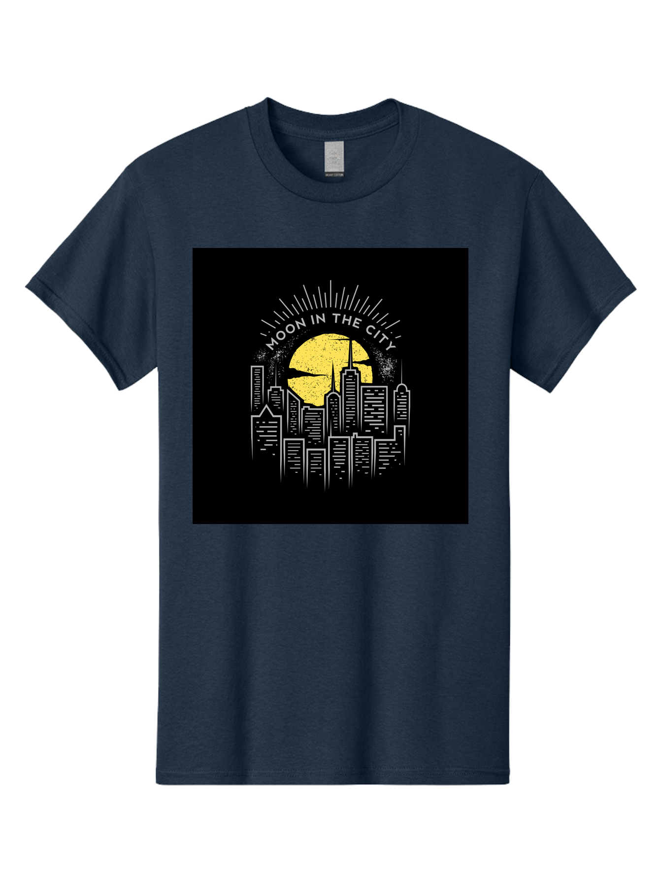 Moon-In-The-City Men'S Graphic Tee, 100% Cotton, Comfortable Casual Summer Wear, Machine Washable, City Skyline, Urban Landscape, Full Moon, Night Scene, Modern Architecture, Skyscrapers, Moonlit, City Life, Urban Ambiance, Nighttime Cityscape Aab474 19