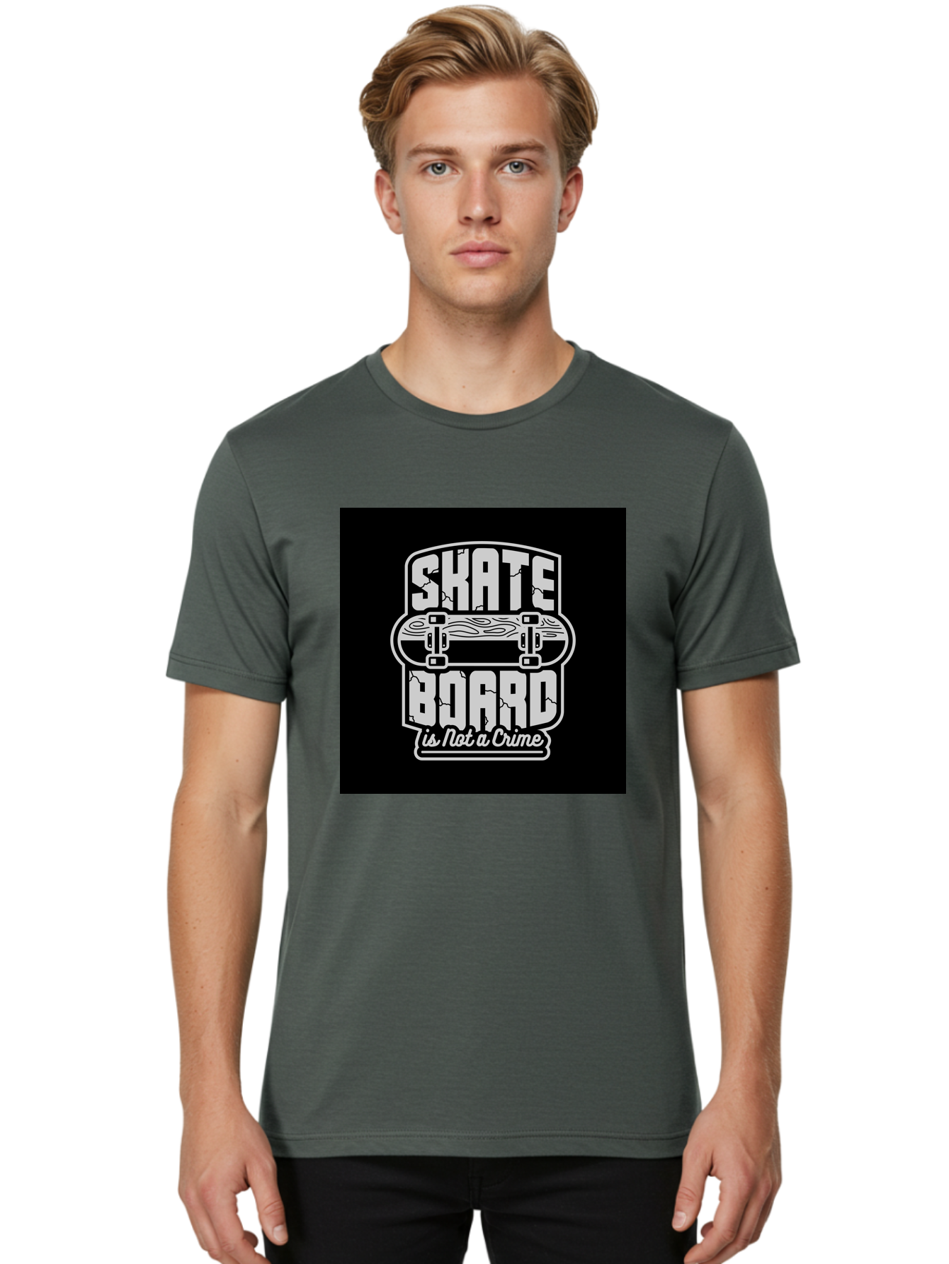 Skateboard-Is-Not-A-Crime Men'S Graphic Tee, 100% Cotton, Comfortable Casual Summer Wear, Machine Washable, Skateboard Graphic, Skate Culture, Streetwear Fashion, Rebellious Style, Bold Typography, Urban Lifestyle, Extreme Sports, Aab481 6