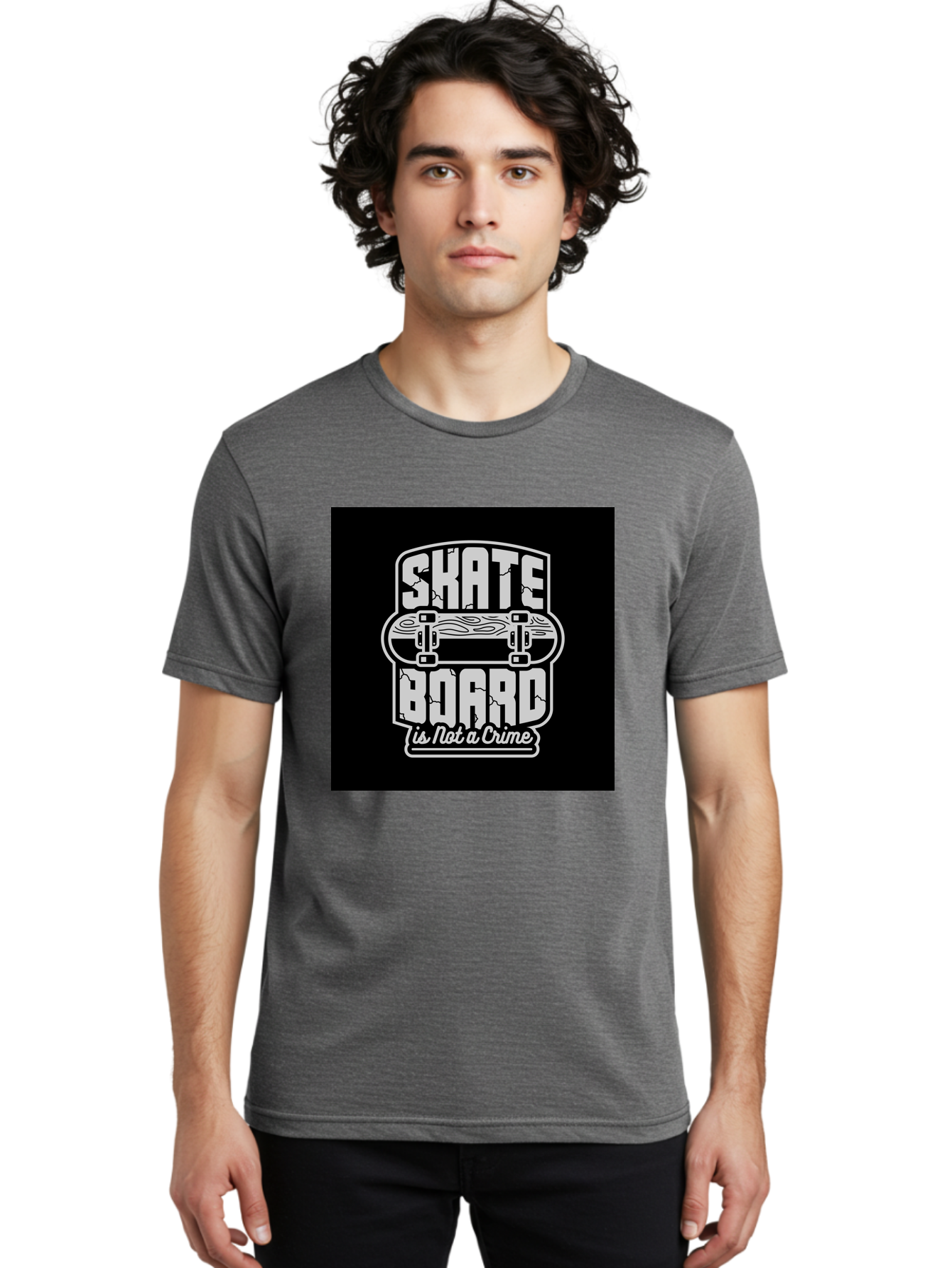 Skateboard-Is-Not-A-Crime Men'S Graphic Tee, 100% Cotton, Comfortable Casual Summer Wear, Machine Washable, Skateboard Graphic, Skate Culture, Streetwear Fashion, Rebellious Style, Bold Typography, Urban Lifestyle, Extreme Sports, Aab481 8