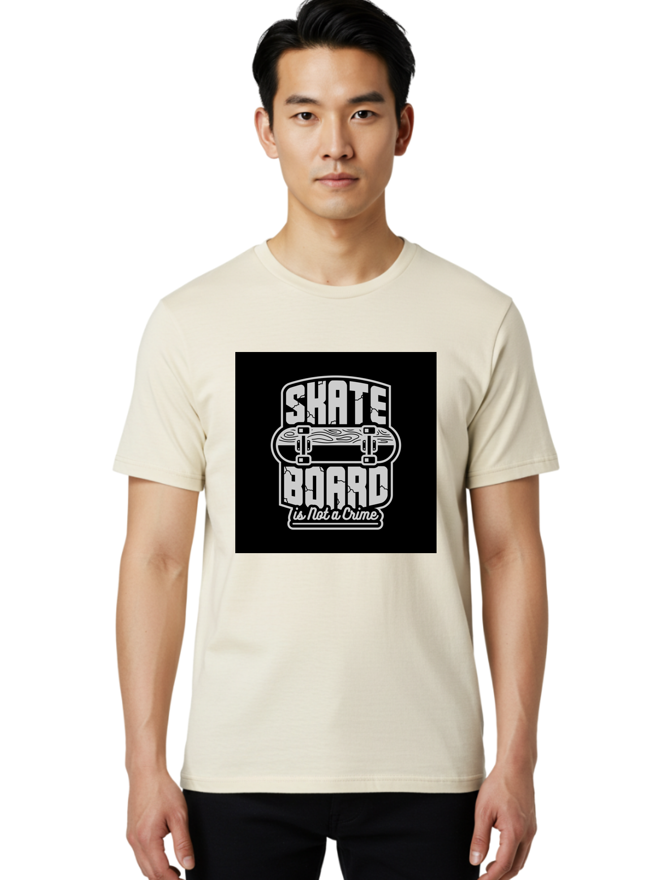 Skateboard-Is-Not-A-Crime Men'S Graphic Tee, 100% Cotton, Comfortable Casual Summer Wear, Machine Washable, Skateboard Graphic, Skate Culture, Streetwear Fashion, Rebellious Style, Bold Typography, Urban Lifestyle, Extreme Sports, Aab481 2