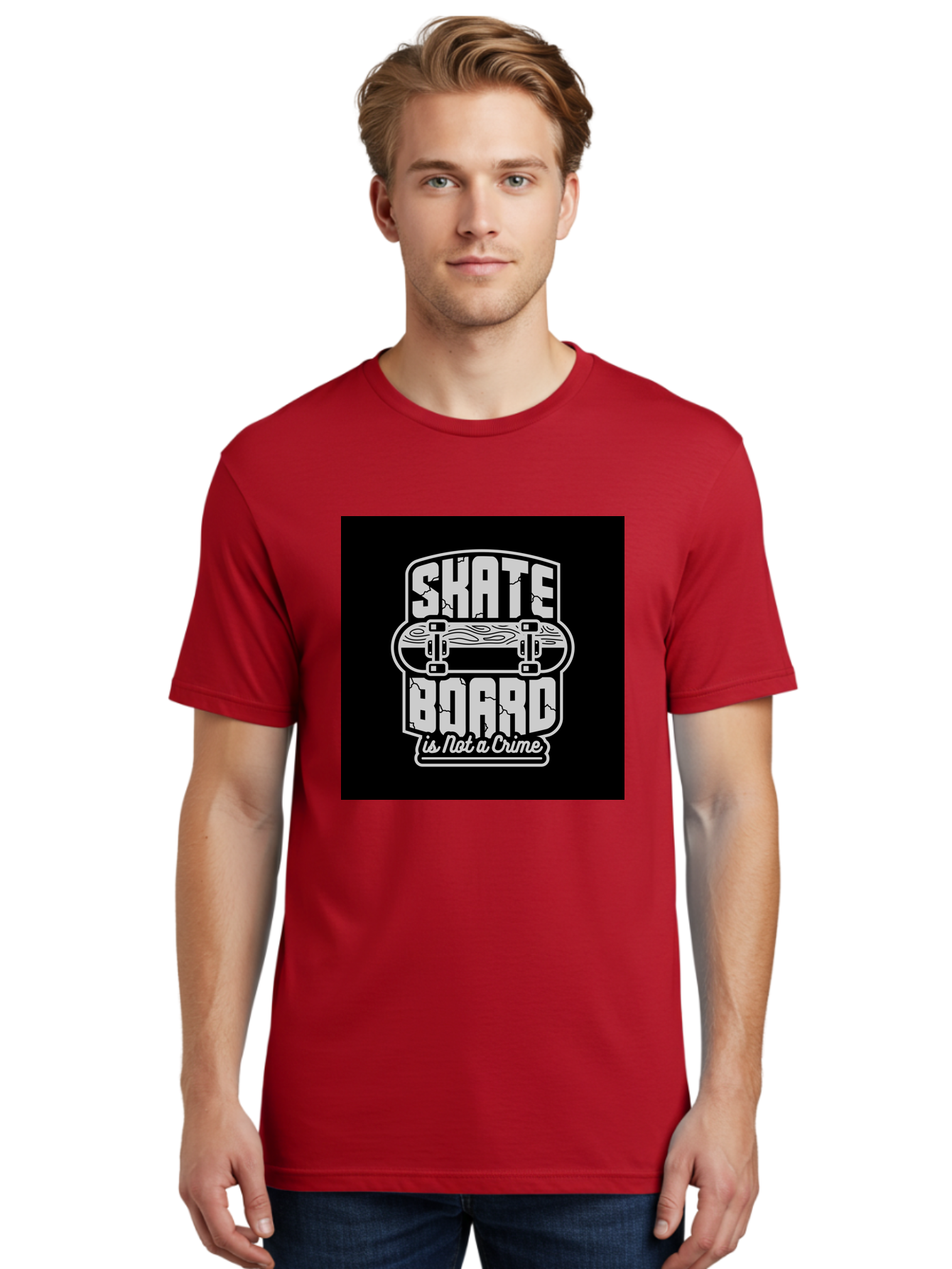 Skateboard-Is-Not-A-Crime Men'S Graphic Tee, 100% Cotton, Comfortable Casual Summer Wear, Machine Washable, Skateboard Graphic, Skate Culture, Streetwear Fashion, Rebellious Style, Bold Typography, Urban Lifestyle, Extreme Sports, Aab481 22