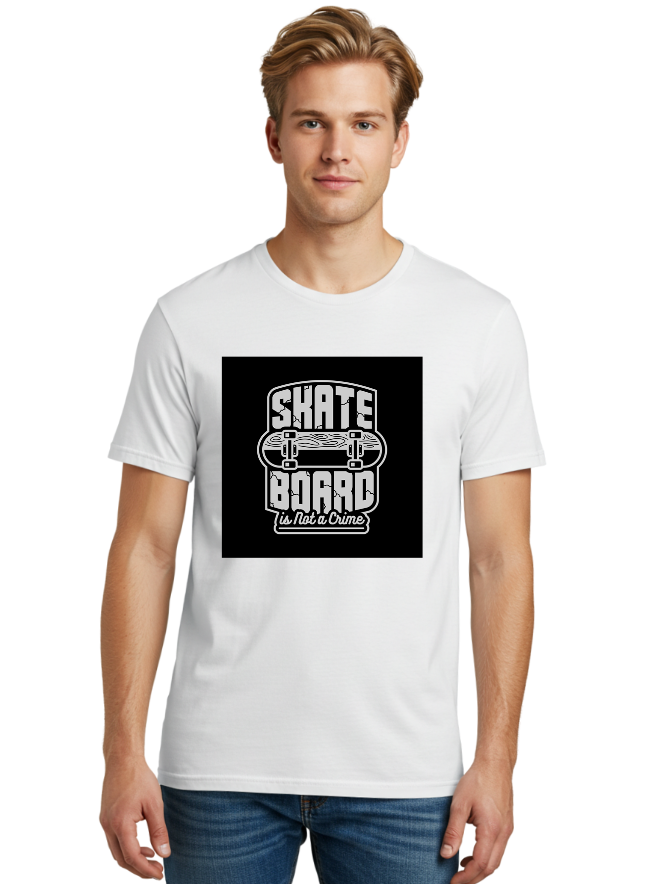 Skateboard-Is-Not-A-Crime Men'S Graphic Tee, 100% Cotton, Comfortable Casual Summer Wear, Machine Washable, Skateboard Graphic, Skate Culture, Streetwear Fashion, Rebellious Style, Bold Typography, Urban Lifestyle, Extreme Sports, Aab481 26