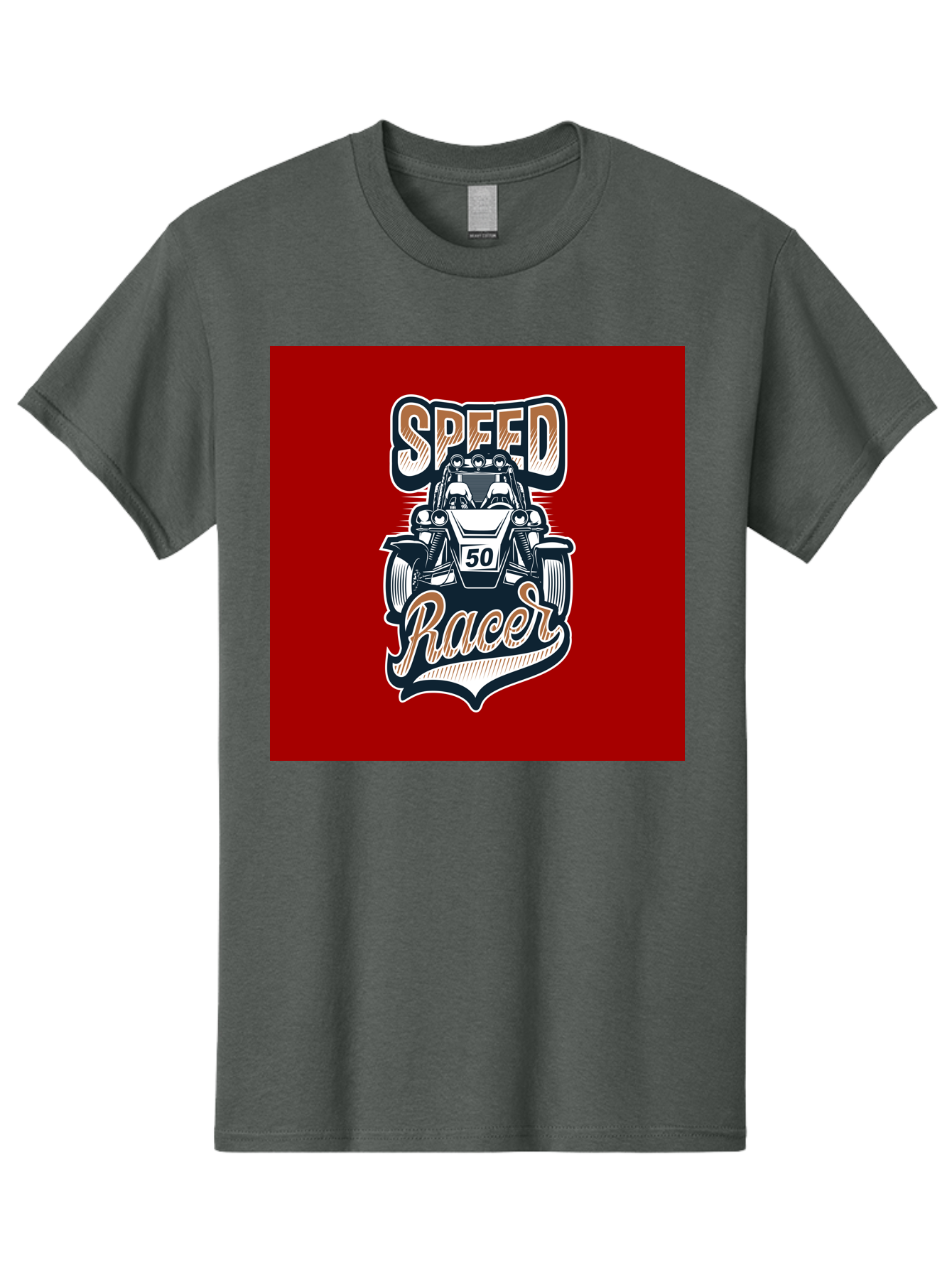 Speed-Racer Men'S Graphic Tee, 100% Cotton, Comfortable Casual Summer Wear, Machine Washable, Vintage Style Racing Car, Dune Buggy Illustration, Speed Racer Graphic, Retro Racing Art, Off-Road Vehicle, Motorsport Logo, Racing Number 50, Aab482 9