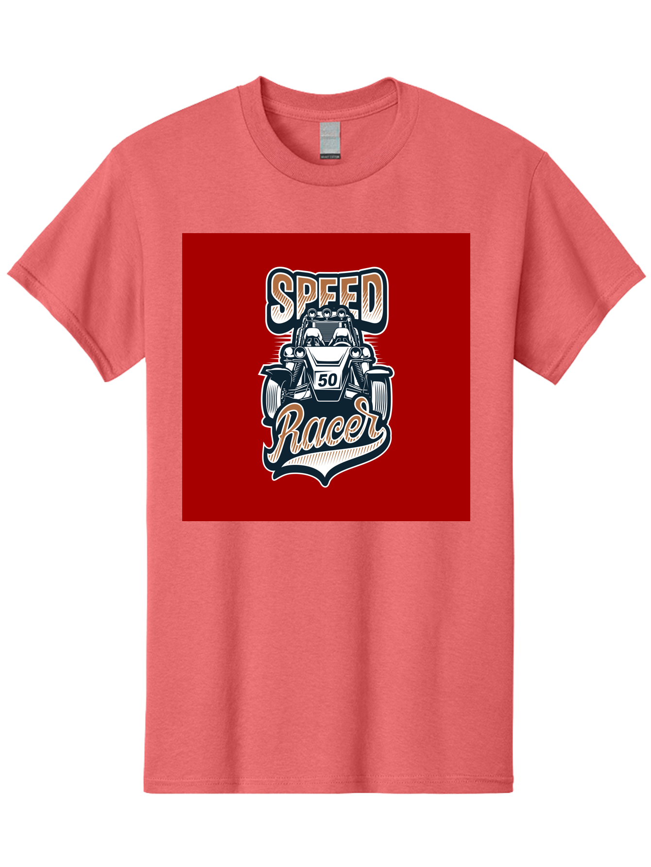 Speed-Racer Men'S Graphic Tee, 100% Cotton, Comfortable Casual Summer Wear, Machine Washable, Vintage Style Racing Car, Dune Buggy Illustration, Speed Racer Graphic, Retro Racing Art, Off-Road Vehicle, Motorsport Logo, Racing Number 50, Aab482 13