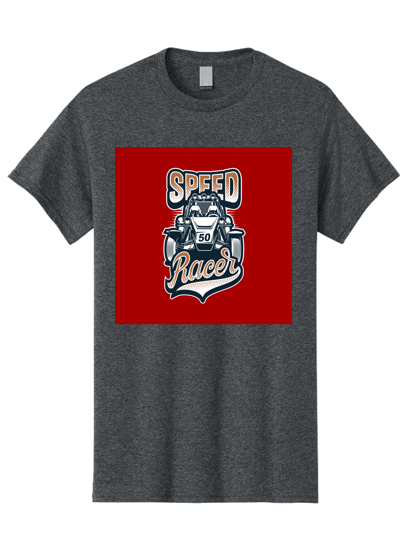 Speed-Racer Men'S Graphic Tee, 100% Cotton, Comfortable Casual Summer Wear, Machine Washable, Vintage Style Racing Car, Dune Buggy Illustration, Speed Racer Graphic, Retro Racing Art, Off-Road Vehicle, Motorsport Logo, Racing Number 50, Aab482 29