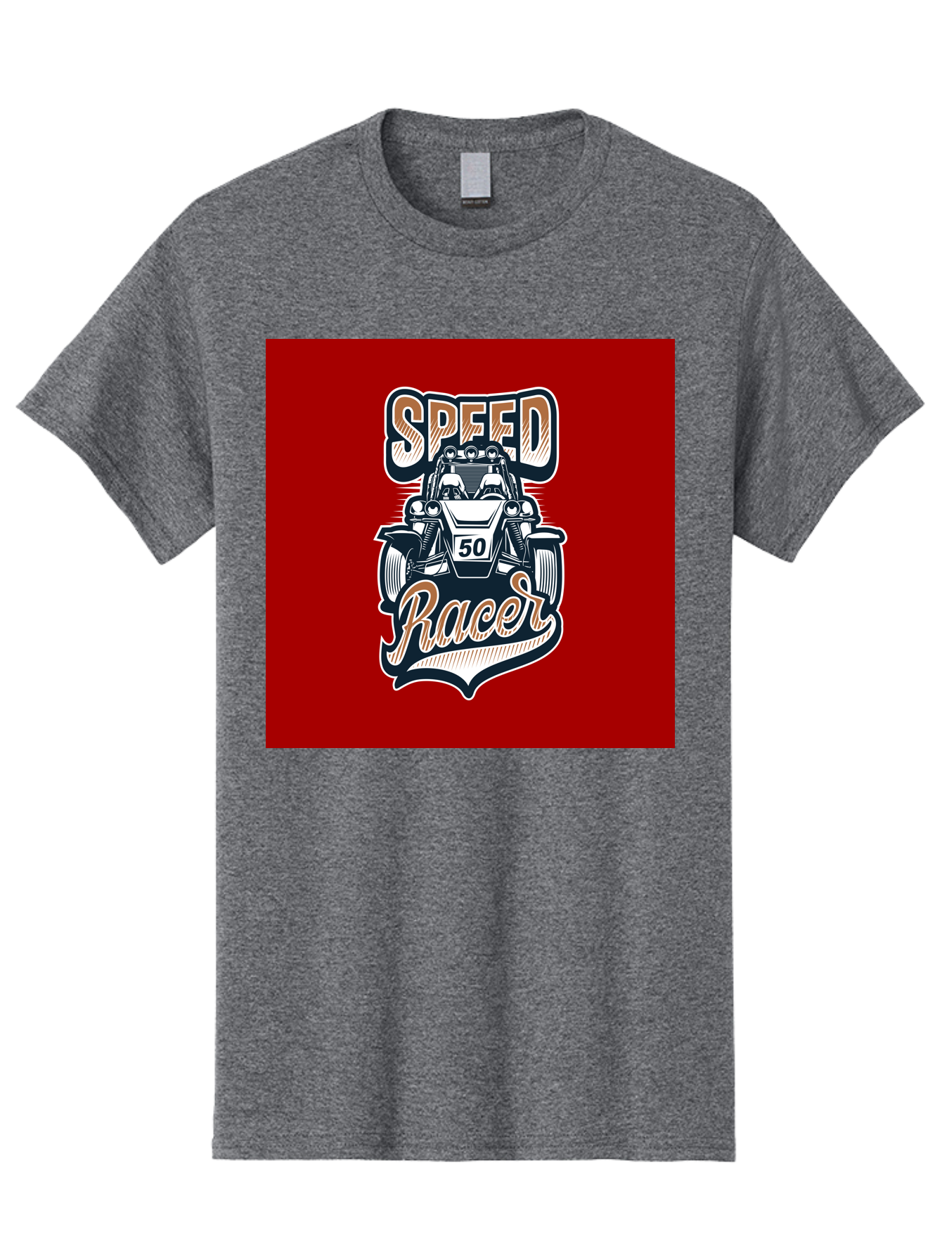 Speed-Racer Men'S Graphic Tee, 100% Cotton, Comfortable Casual Summer Wear, Machine Washable, Vintage Style Racing Car, Dune Buggy Illustration, Speed Racer Graphic, Retro Racing Art, Off-Road Vehicle, Motorsport Logo, Racing Number 50, Aab482 27