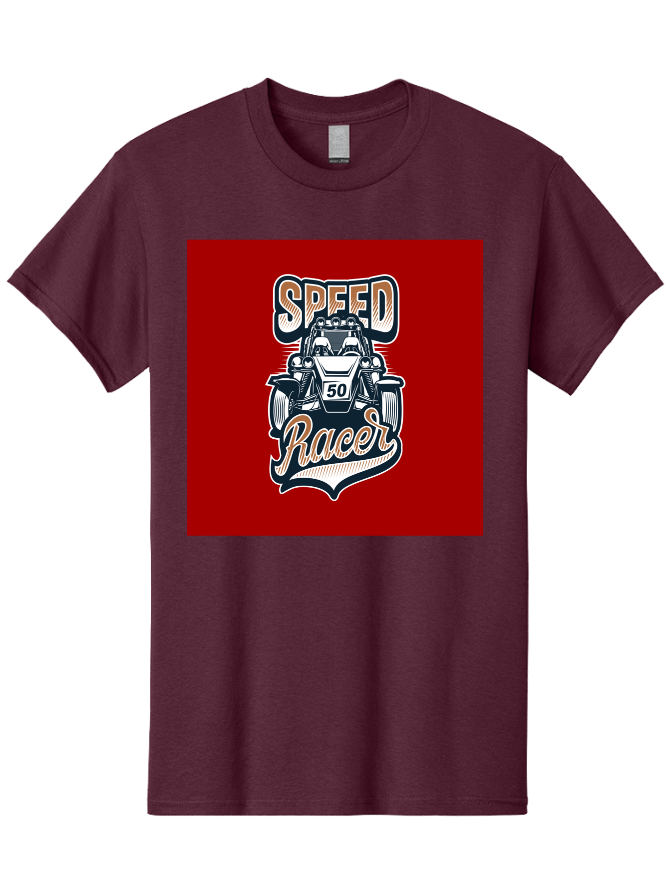 Speed-Racer Men'S Graphic Tee, 100% Cotton, Comfortable Casual Summer Wear, Machine Washable, Vintage Style Racing Car, Dune Buggy Illustration, Speed Racer Graphic, Retro Racing Art, Off-Road Vehicle, Motorsport Logo, Racing Number 50, Aab482 25