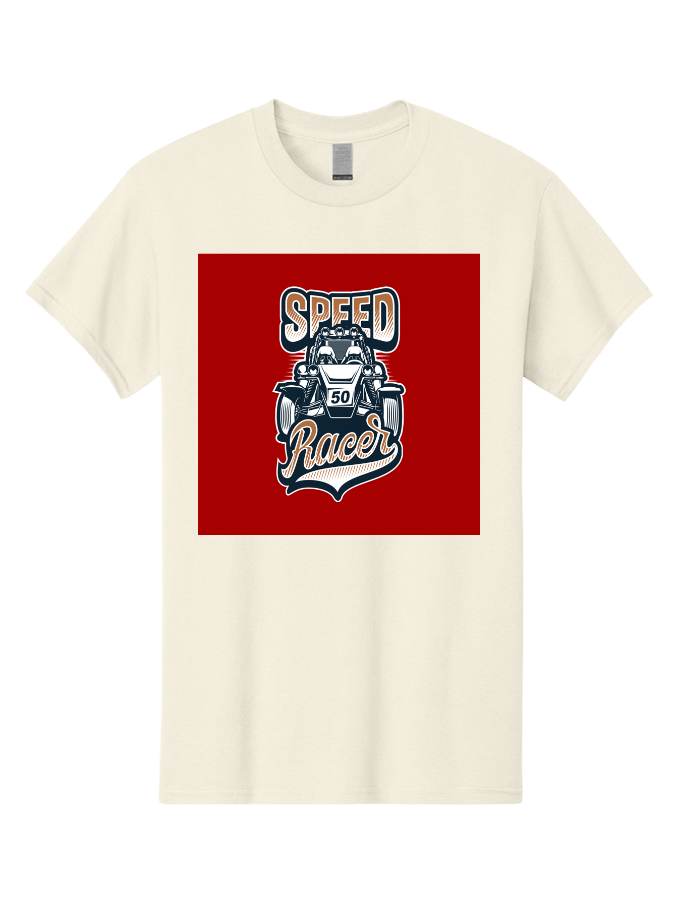 Speed-Racer Men'S Graphic Tee, 100% Cotton, Comfortable Casual Summer Wear, Machine Washable, Vintage Style Racing Car, Dune Buggy Illustration, Speed Racer Graphic, Retro Racing Art, Off-Road Vehicle, Motorsport Logo, Racing Number 50, Aab482 3