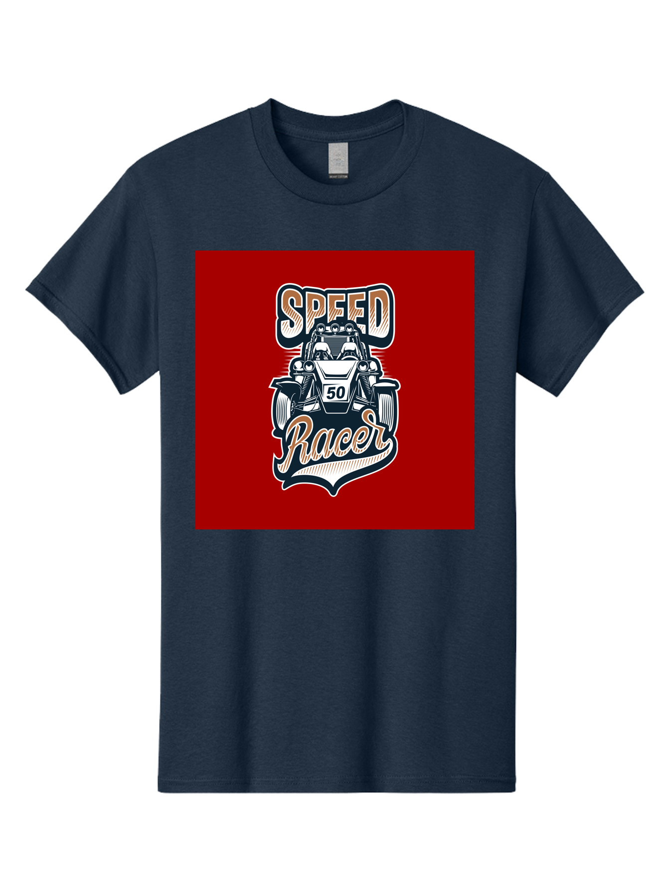 Speed-Racer Men'S Graphic Tee, 100% Cotton, Comfortable Casual Summer Wear, Machine Washable, Vintage Style Racing Car, Dune Buggy Illustration, Speed Racer Graphic, Retro Racing Art, Off-Road Vehicle, Motorsport Logo, Racing Number 50, Aab482 11