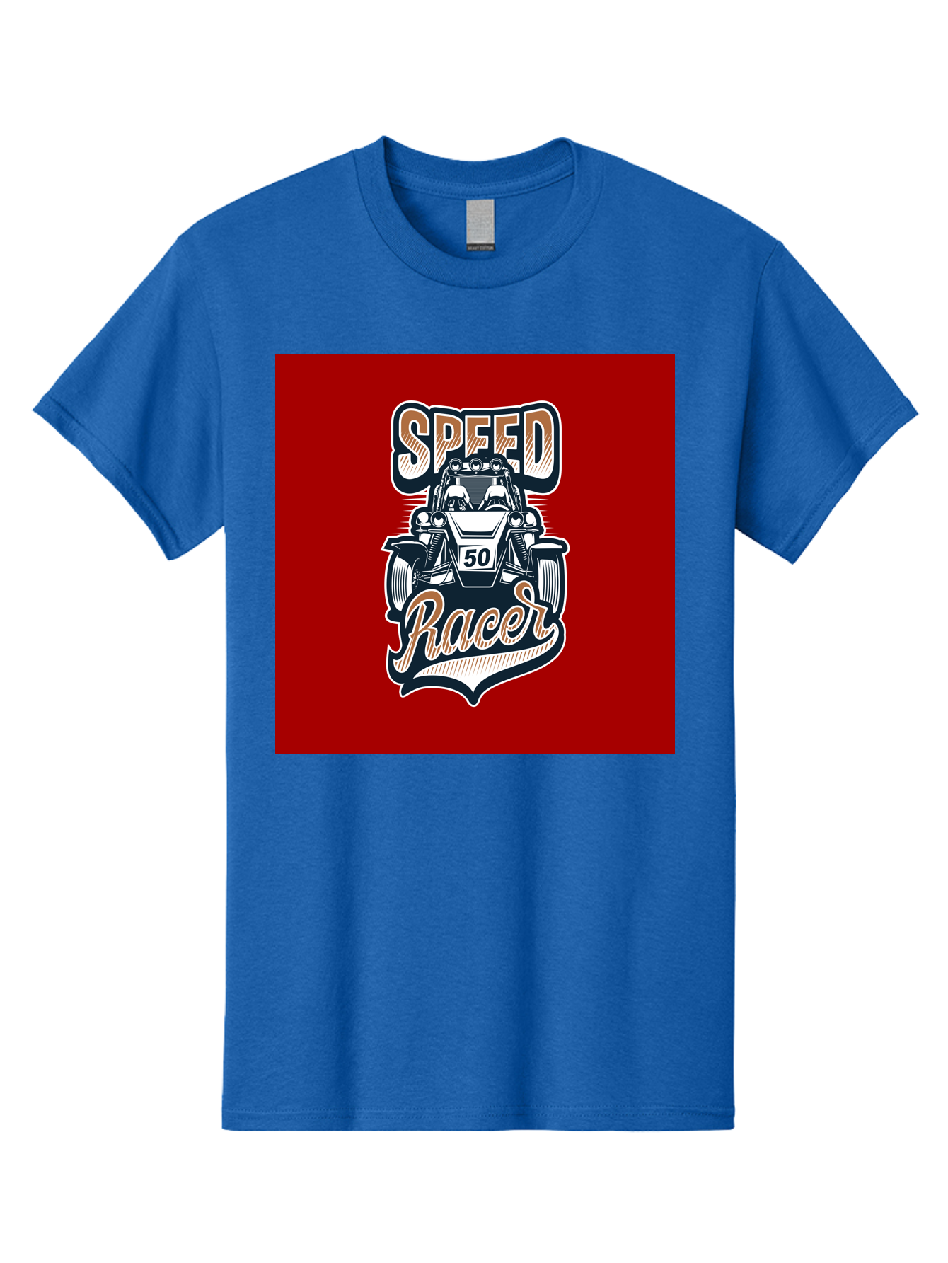 Speed-Racer Men'S Graphic Tee, 100% Cotton, Comfortable Casual Summer Wear, Machine Washable, Vintage Style Racing Car, Dune Buggy Illustration, Speed Racer Graphic, Retro Racing Art, Off-Road Vehicle, Motorsport Logo, Racing Number 50, Aab482 21