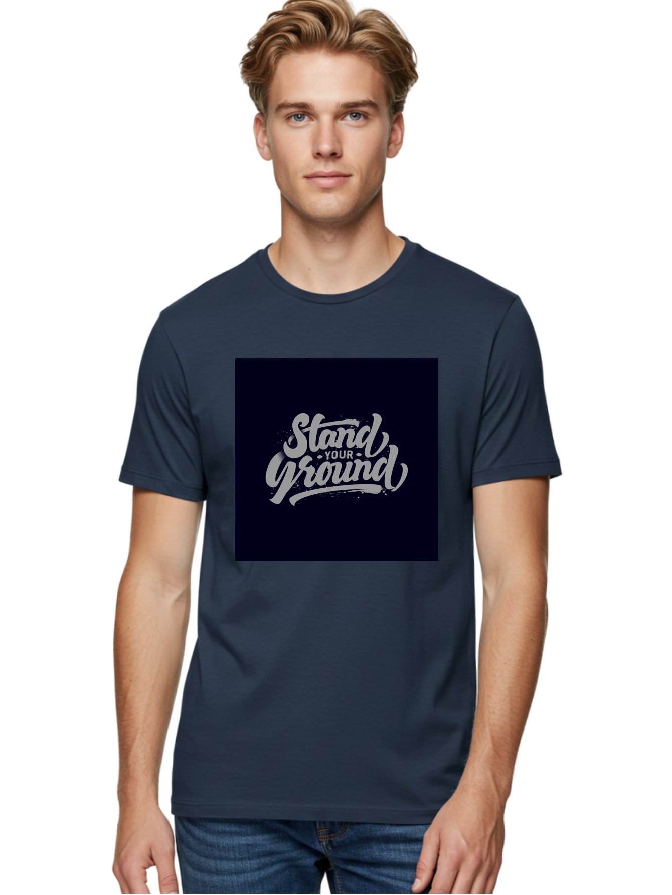 Stand-Your-Ground Men'S Graphic Tee, 100% Cotton, Comfortable Casual Summer Wear, Machine Washable, Motivational Quote, Inspirational Phrase, Stand Your Ground, Bold Typography, Gray Text, Dark Background, Empowerment, Confidence, Aab483 20