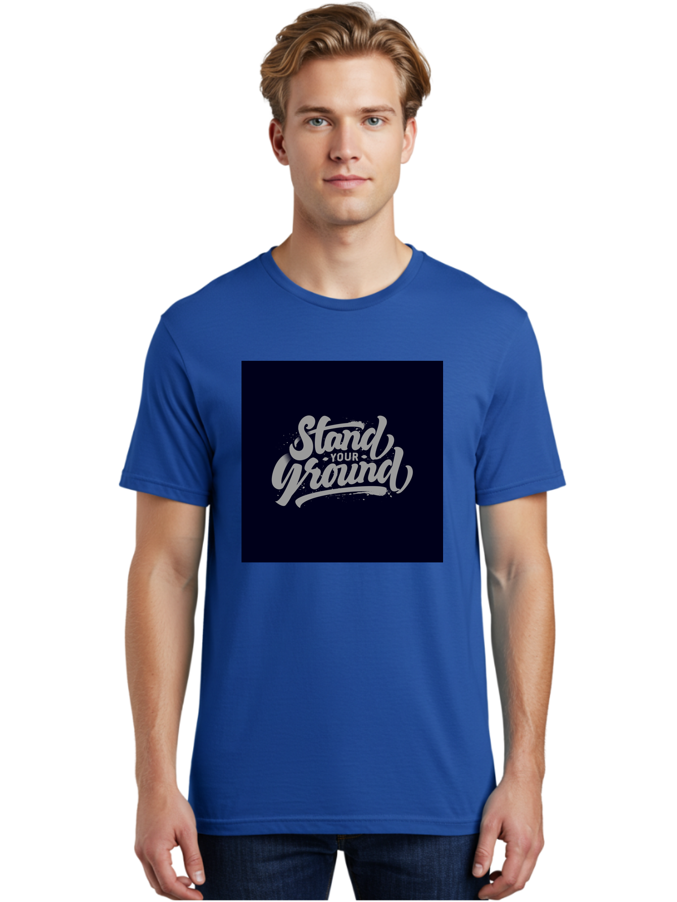 Stand-Your-Ground Men'S Graphic Tee, 100% Cotton, Comfortable Casual Summer Wear, Machine Washable, Motivational Quote, Inspirational Phrase, Stand Your Ground, Bold Typography, Gray Text, Dark Background, Empowerment, Confidence, Aab483 26