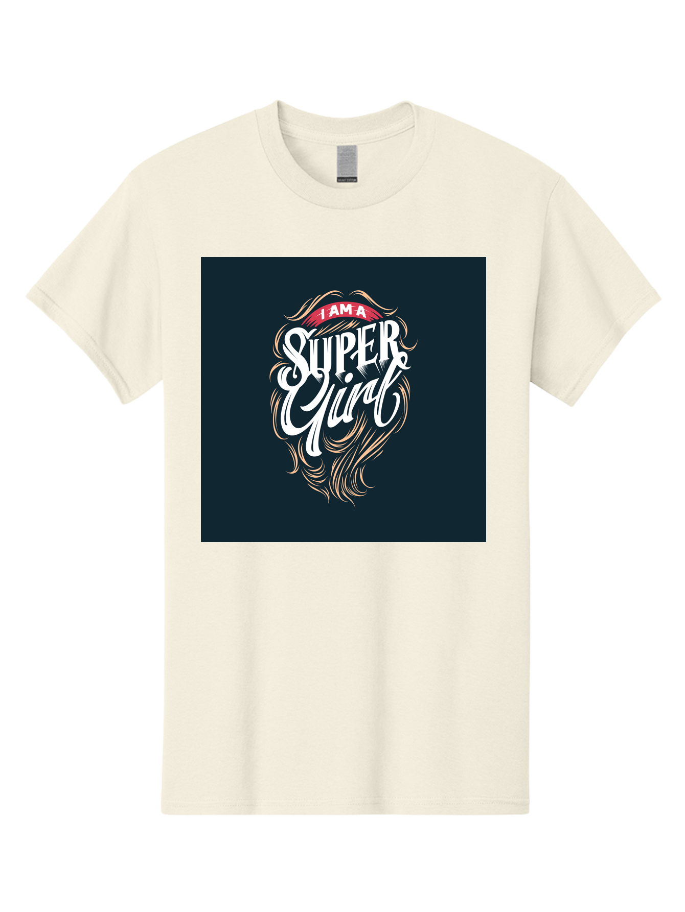 Super-Girl Men'S Graphic Tee, 100% Cotton, Comfortable Casual Summer Wear, Machine Washable, Female Empowerment, Inspirational Quote, Girl Power, Motivational Phrase, Flowing Hair, Elegant Script, Confident Attitude, Strong Women, Aab485 17
