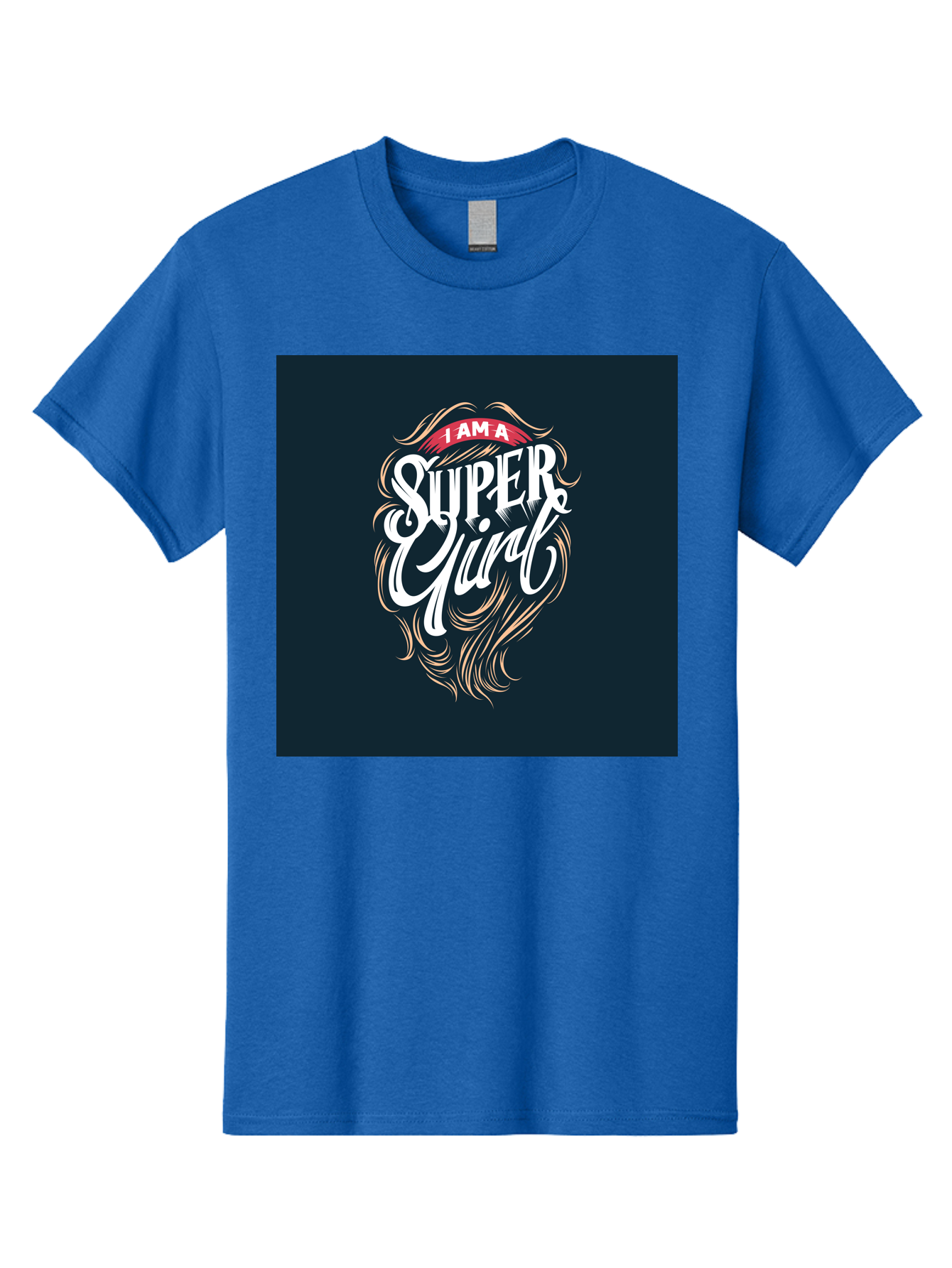 Super-Girl Men'S Graphic Tee, 100% Cotton, Comfortable Casual Summer Wear, Machine Washable, Female Empowerment, Inspirational Quote, Girl Power, Motivational Phrase, Flowing Hair, Elegant Script, Confident Attitude, Strong Women, Aab485 25