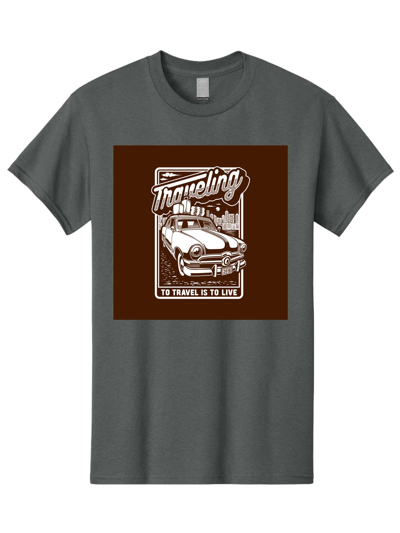 Traveling Men'S Graphic Tee, 100% Cotton, Comfortable Casual Summer Wear, Machine Washable, Vintage Car, Travel, Adventure, Classic Automobile, Cityscape, Road Trip, Exploration, Wanderlust, Traveling, To Travel Is To Live Aab490 29