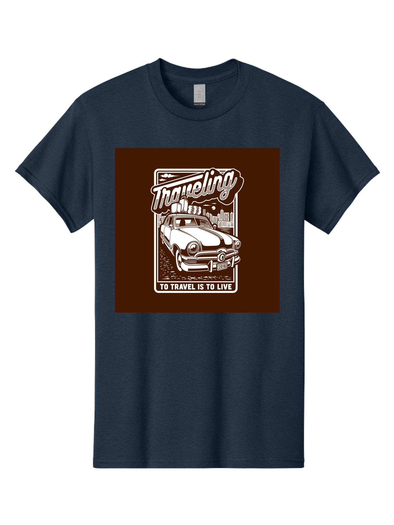 Traveling Men'S Graphic Tee, 100% Cotton, Comfortable Casual Summer Wear, Machine Washable, Vintage Car, Travel, Adventure, Classic Automobile, Cityscape, Road Trip, Exploration, Wanderlust, Traveling, To Travel Is To Live Aab490 1