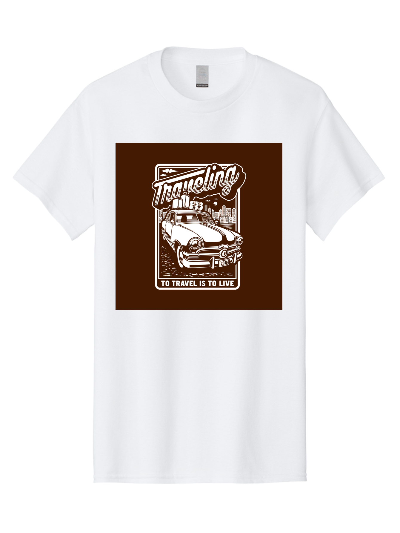 Traveling Men'S Graphic Tee, 100% Cotton, Comfortable Casual Summer Wear, Machine Washable, Vintage Car, Travel, Adventure, Classic Automobile, Cityscape, Road Trip, Exploration, Wanderlust, Traveling, To Travel Is To Live Aab490 17