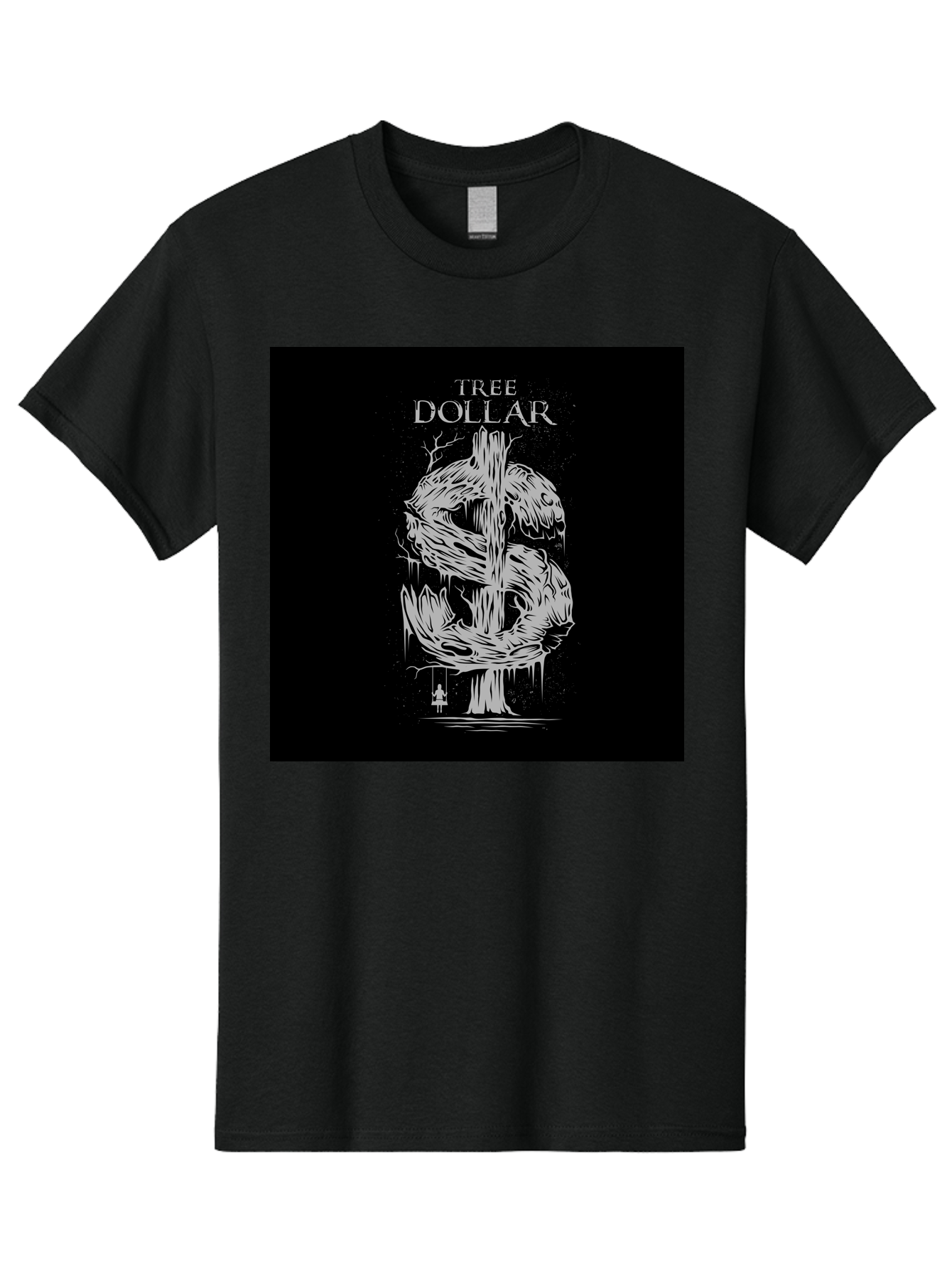Tree-Dollar Men'S Graphic Tee, 100% Cotton, Comfortable Casual Summer Wear, Machine Washable, Dollar Sign Made Of Tree Branches, Wooden Currency Symbol, Environmental Finance, Eco-Friendly Money, Twisted Tree Trunk, Drip Art, Aab491 1