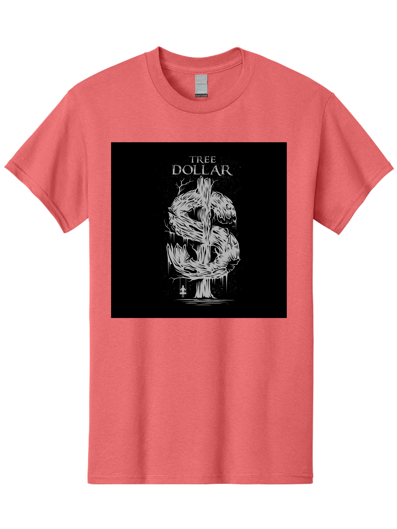 Tree-Dollar Men'S Graphic Tee, 100% Cotton, Comfortable Casual Summer Wear, Machine Washable, Dollar Sign Made Of Tree Branches, Wooden Currency Symbol, Environmental Finance, Eco-Friendly Money, Twisted Tree Trunk, Drip Art, Aab491 5
