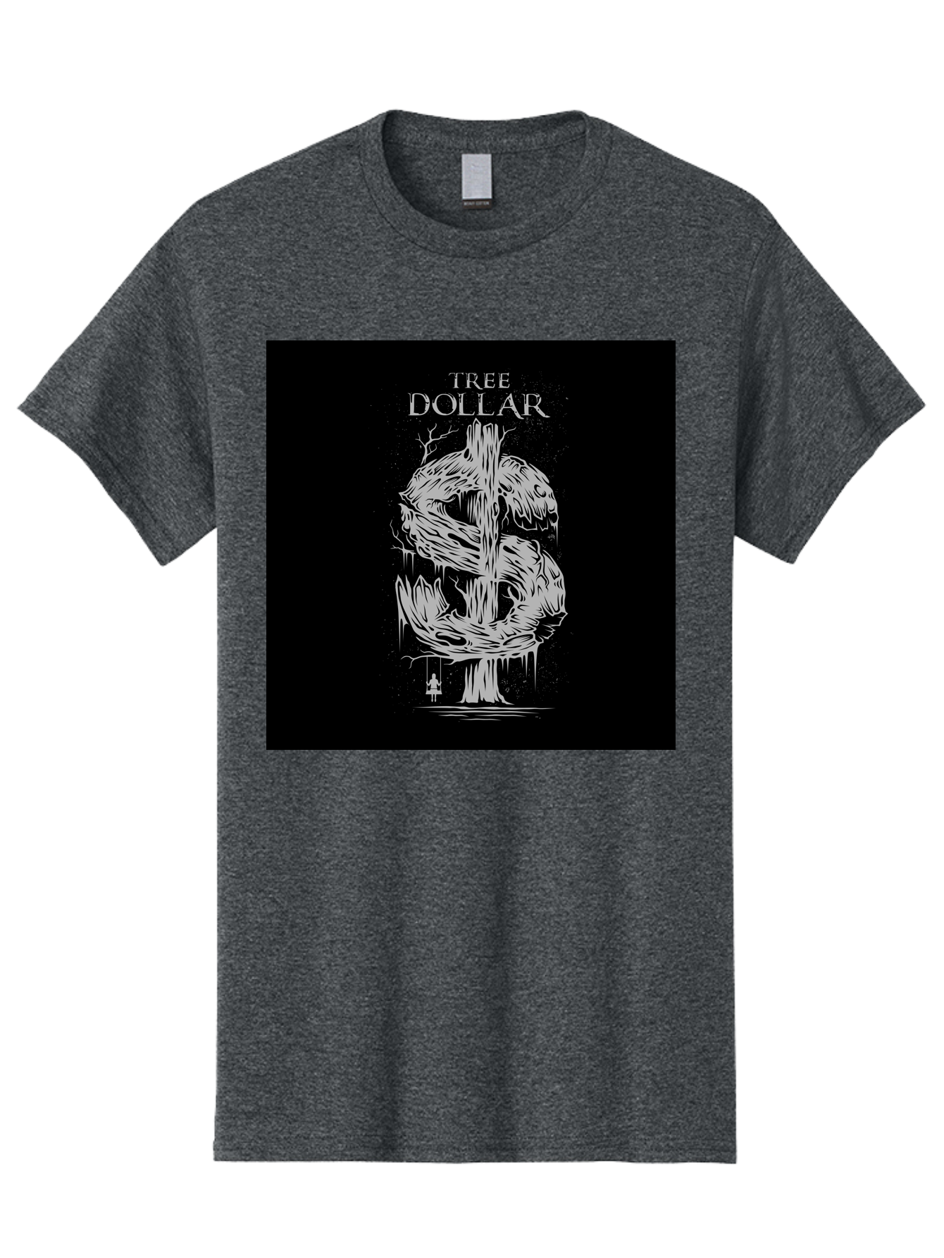 Tree-Dollar Men'S Graphic Tee, 100% Cotton, Comfortable Casual Summer Wear, Machine Washable, Dollar Sign Made Of Tree Branches, Wooden Currency Symbol, Environmental Finance, Eco-Friendly Money, Twisted Tree Trunk, Drip Art, Aab491 7