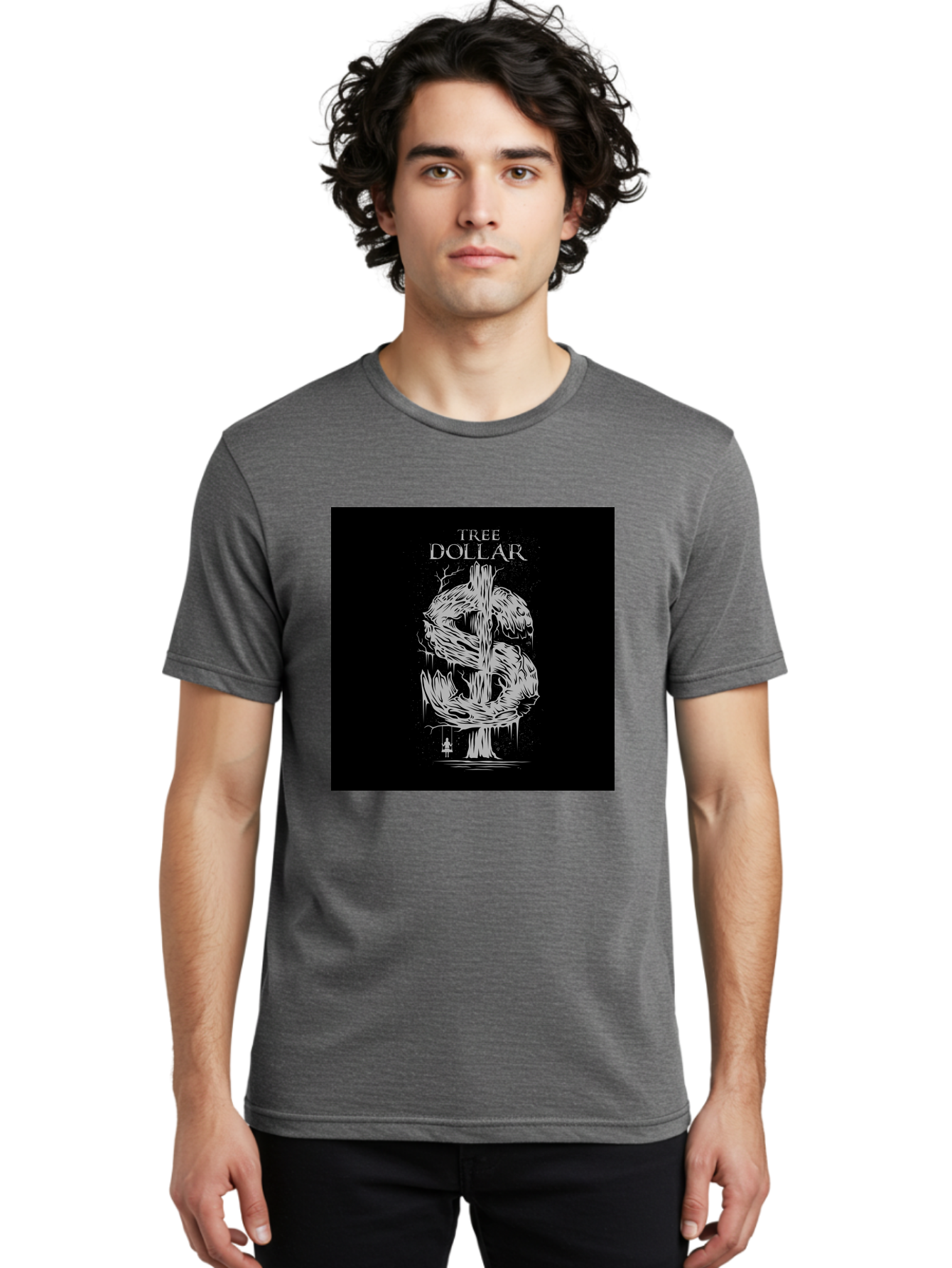Tree-Dollar Men'S Graphic Tee, 100% Cotton, Comfortable Casual Summer Wear, Machine Washable, Dollar Sign Made Of Tree Branches, Wooden Currency Symbol, Environmental Finance, Eco-Friendly Money, Twisted Tree Trunk, Drip Art, Aab491 10