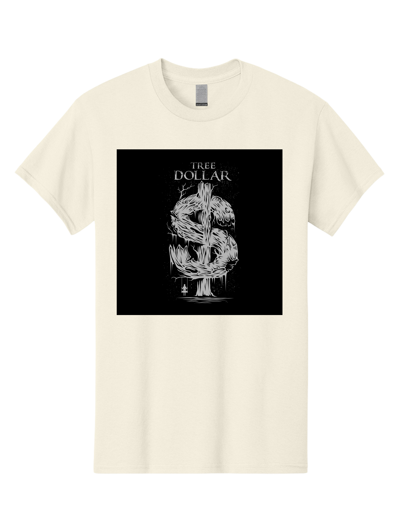 Tree-Dollar Men'S Graphic Tee, 100% Cotton, Comfortable Casual Summer Wear, Machine Washable, Dollar Sign Made Of Tree Branches, Wooden Currency Symbol, Environmental Finance, Eco-Friendly Money, Twisted Tree Trunk, Drip Art, Aab491 17