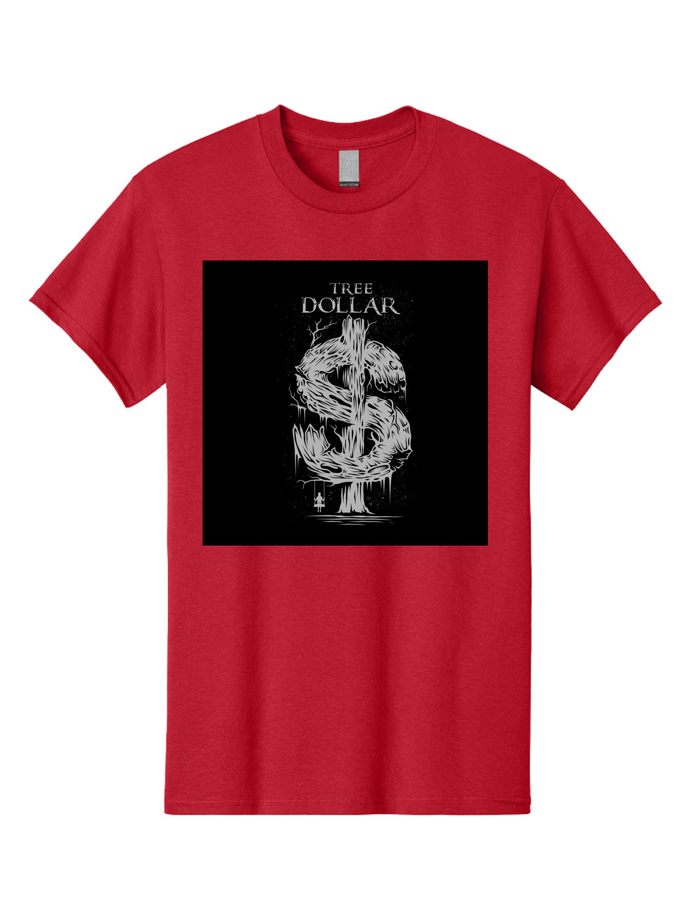 Tree-Dollar Men'S Graphic Tee, 100% Cotton, Comfortable Casual Summer Wear, Machine Washable, Dollar Sign Made Of Tree Branches, Wooden Currency Symbol, Environmental Finance, Eco-Friendly Money, Twisted Tree Trunk, Drip Art, Aab491 23