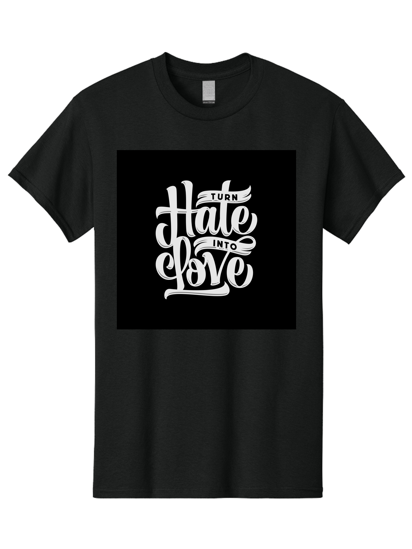 Turn-Hate-Into-Love Men'S Graphic Tee, 100% Cotton, Comfortable Casual Summer Wear, Machine Washable, Inspirational Quotes, Motivational Sayings, Positive Affirmations, Kindness Messages, Peace Signs, Emotional Support, Uplifting Words, Aab492 21