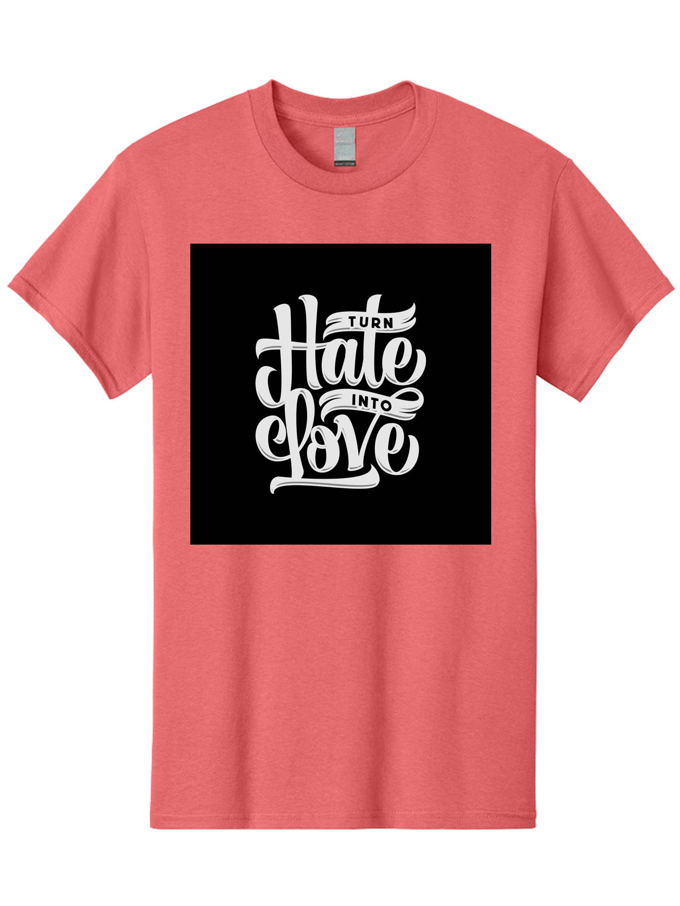 Turn-Hate-Into-Love Men'S Graphic Tee, 100% Cotton, Comfortable Casual Summer Wear, Machine Washable, Inspirational Quotes, Motivational Sayings, Positive Affirmations, Kindness Messages, Peace Signs, Emotional Support, Uplifting Words, Aab492 17