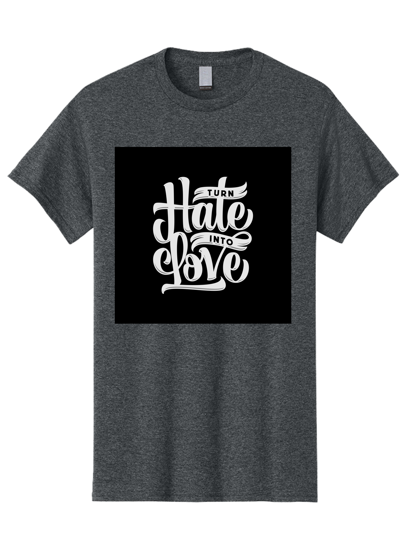 Turn-Hate-Into-Love Men'S Graphic Tee, 100% Cotton, Comfortable Casual Summer Wear, Machine Washable, Inspirational Quotes, Motivational Sayings, Positive Affirmations, Kindness Messages, Peace Signs, Emotional Support, Uplifting Words, Aab492 29