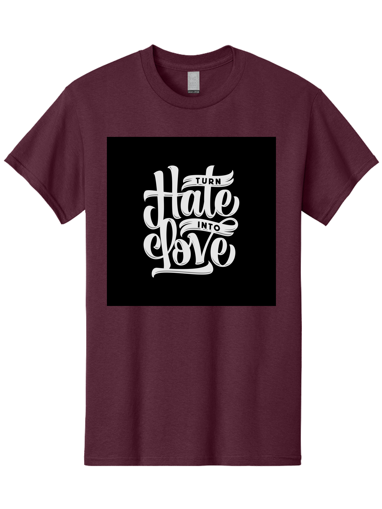 Turn-Hate-Into-Love Men'S Graphic Tee, 100% Cotton, Comfortable Casual Summer Wear, Machine Washable, Inspirational Quotes, Motivational Sayings, Positive Affirmations, Kindness Messages, Peace Signs, Emotional Support, Uplifting Words, Aab492 5