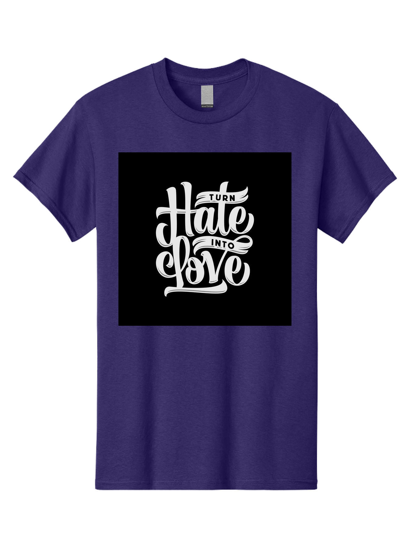 Turn-Hate-Into-Love Men'S Graphic Tee, 100% Cotton, Comfortable Casual Summer Wear, Machine Washable, Inspirational Quotes, Motivational Sayings, Positive Affirmations, Kindness Messages, Peace Signs, Emotional Support, Uplifting Words, Aab492 3