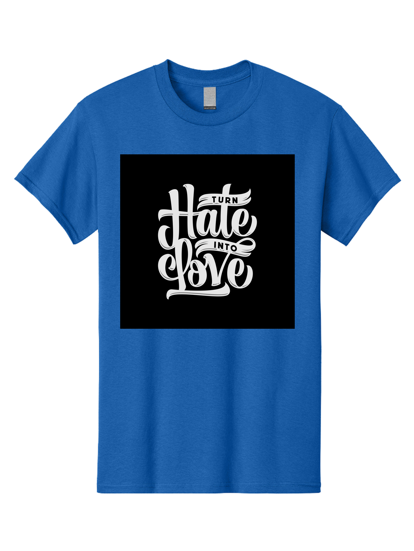 Turn-Hate-Into-Love Men'S Graphic Tee, 100% Cotton, Comfortable Casual Summer Wear, Machine Washable, Inspirational Quotes, Motivational Sayings, Positive Affirmations, Kindness Messages, Peace Signs, Emotional Support, Uplifting Words, Aab492 25
