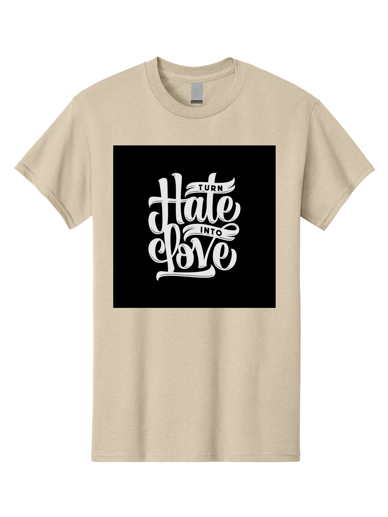 Turn-Hate-Into-Love Men'S Graphic Tee, 100% Cotton, Comfortable Casual Summer Wear, Machine Washable, Inspirational Quotes, Motivational Sayings, Positive Affirmations, Kindness Messages, Peace Signs, Emotional Support, Uplifting Words, Aab492 13