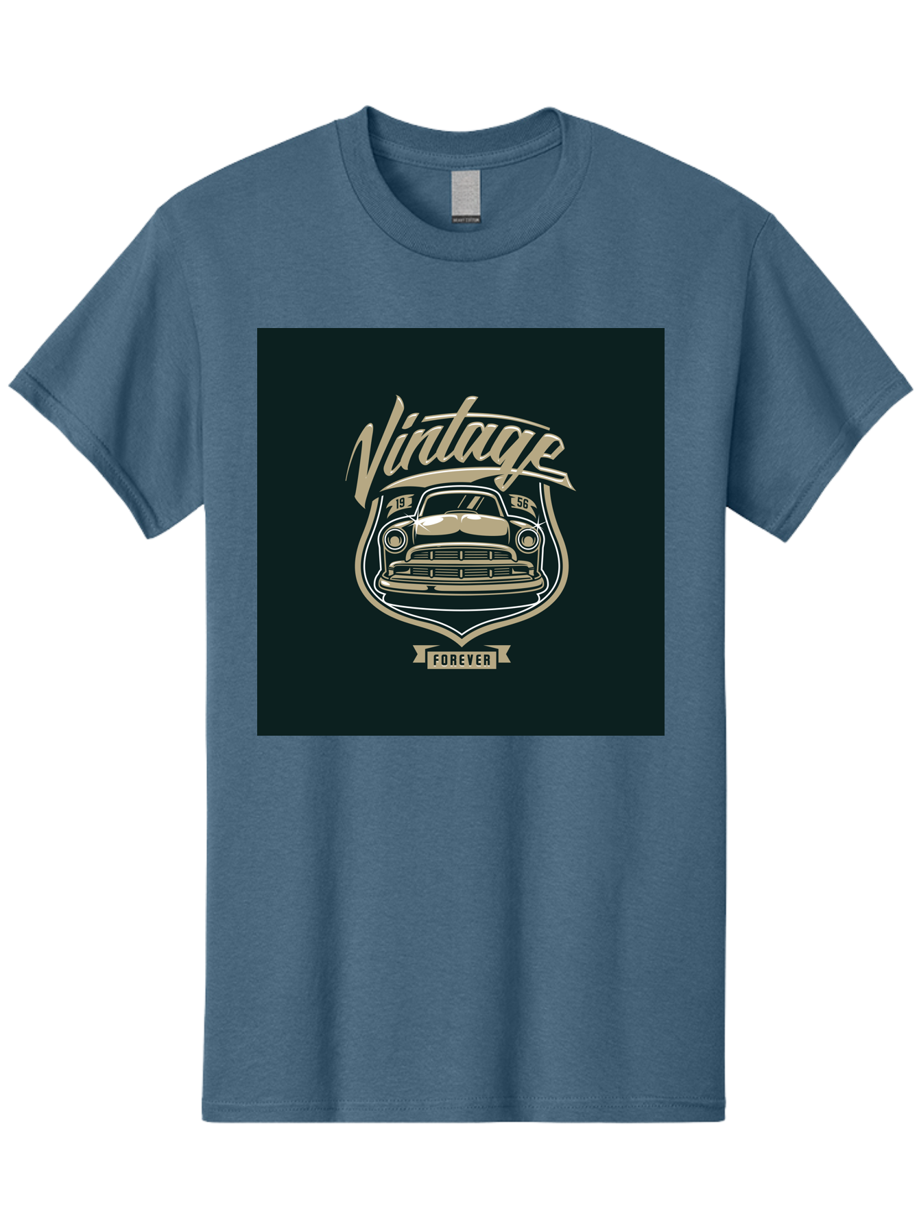 Vintage-Forever Men'S Graphic Tee, 100% Cotton, Comfortable Casual Summer Wear, Machine Washable, Vintage Car, Classic Automobile, Retro Vehicle, 1956 Model, Nostalgic Design, Vintage Forever, Vintage Car Logo, Retro Car Emblem, Aab494 17