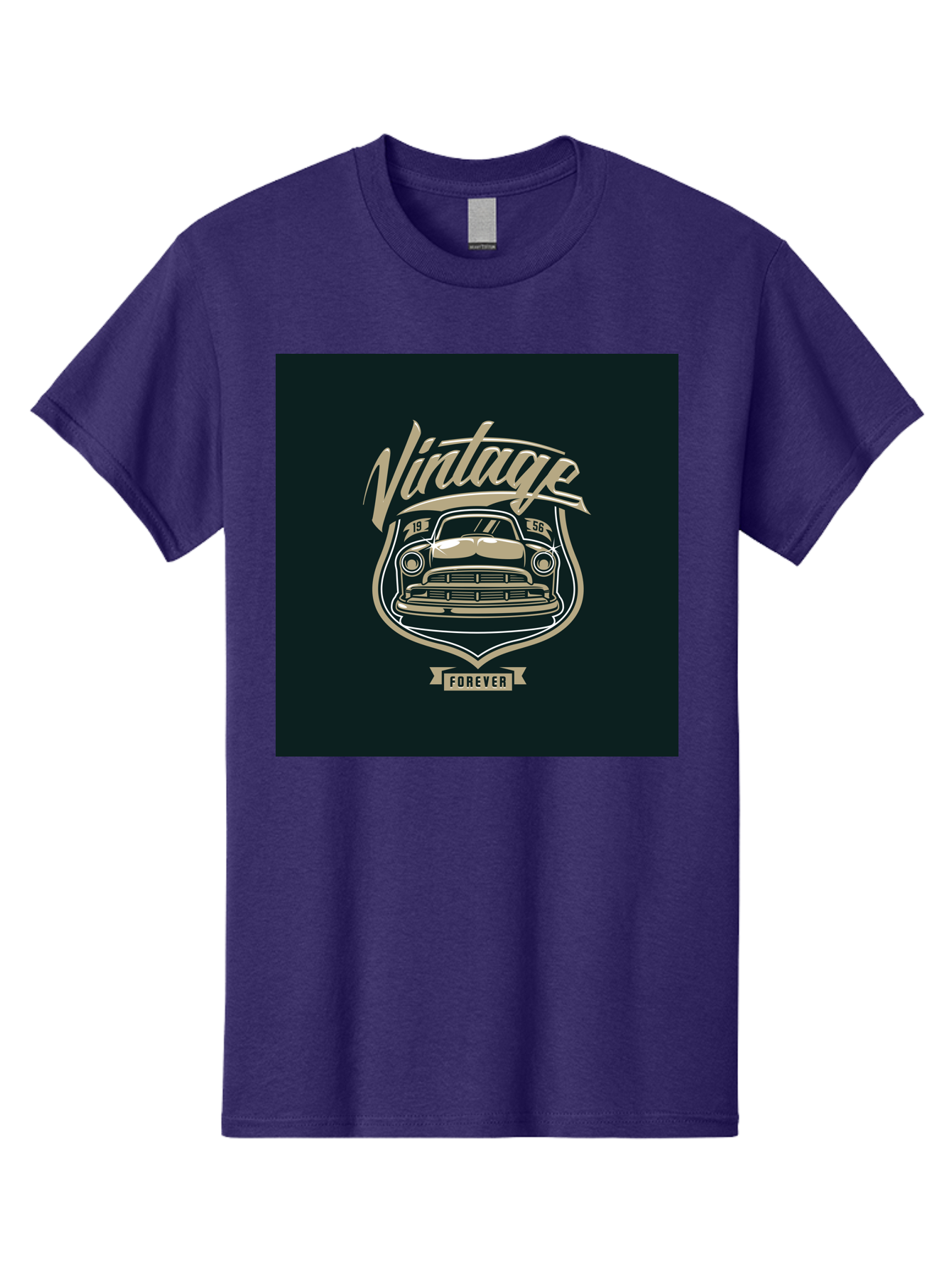 Vintage-Forever Men'S Graphic Tee, 100% Cotton, Comfortable Casual Summer Wear, Machine Washable, Vintage Car, Classic Automobile, Retro Vehicle, 1956 Model, Nostalgic Design, Vintage Forever, Vintage Car Logo, Retro Car Emblem, Aab494 21