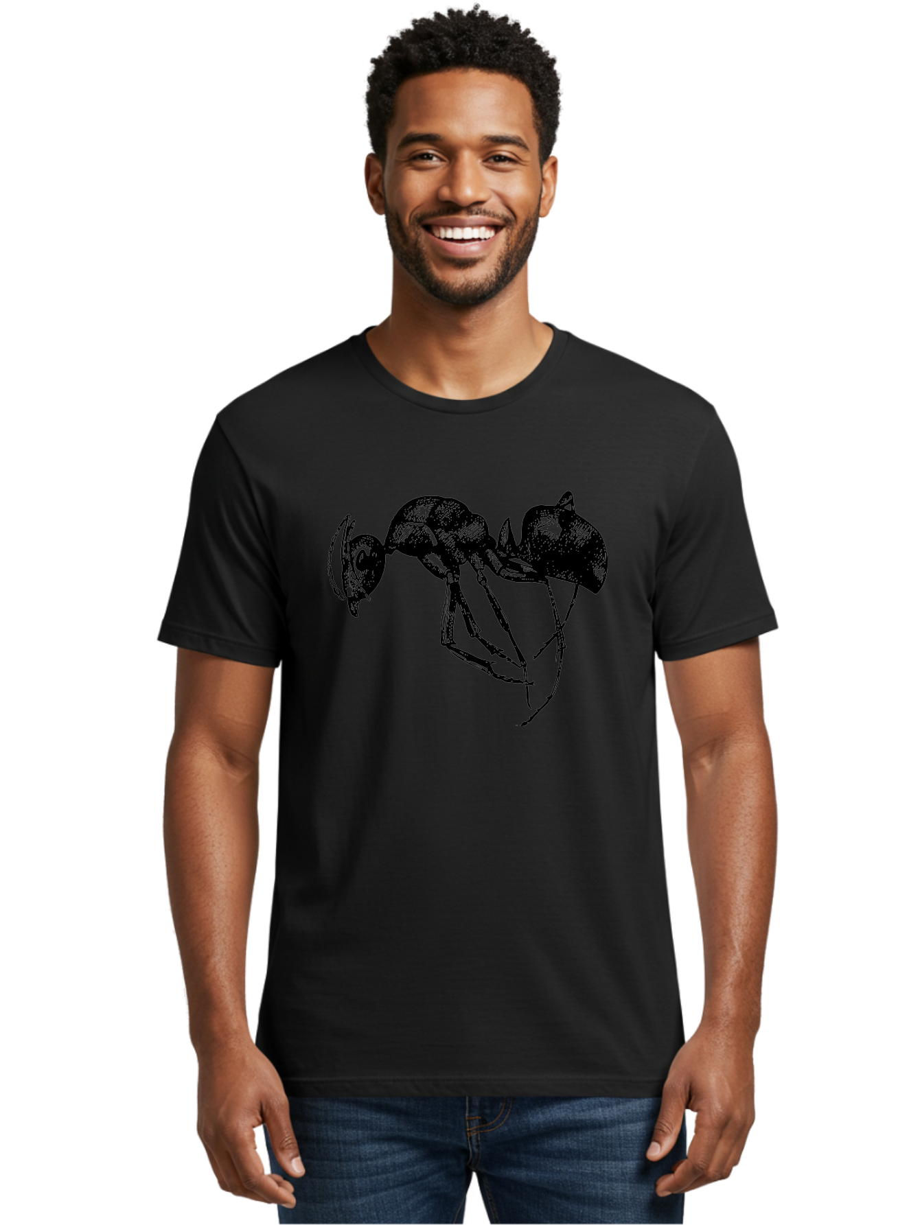 Ant Men'S Graphic Tee, 100% Cotton, Comfortable Casual Summer Wear, Machine Washable, Black Ant, Insect Illustration, Detailed Drawing, Sketch Art, Nature Graphic, Bug Design, Entomology, Wildlife Art Aab496 18
