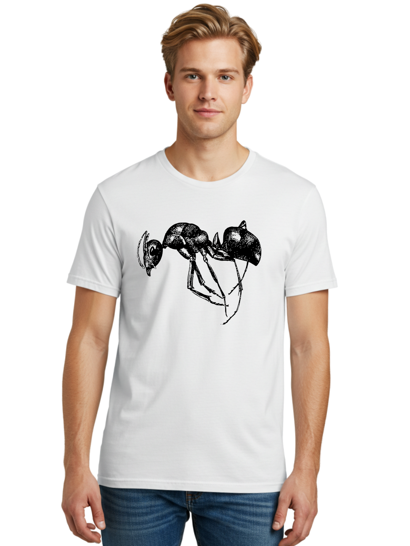Ant Men'S Graphic Tee, 100% Cotton, Comfortable Casual Summer Wear, Machine Washable, Black Ant, Insect Illustration, Detailed Drawing, Sketch Art, Nature Graphic, Bug Design, Entomology, Wildlife Art Aab496 8