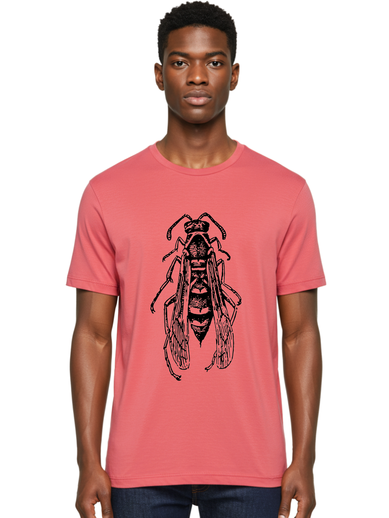 Bee-4 Men'S Graphic Tee, 100% Cotton, Comfortable Casual Summer Wear, Machine Washable, Black Wasp Illustration, Insect Drawing, Entomology Art, Wasp Anatomy, Wildlife Illustration, Graphic Design, Insect Wings, Abstract Art Aab501 6