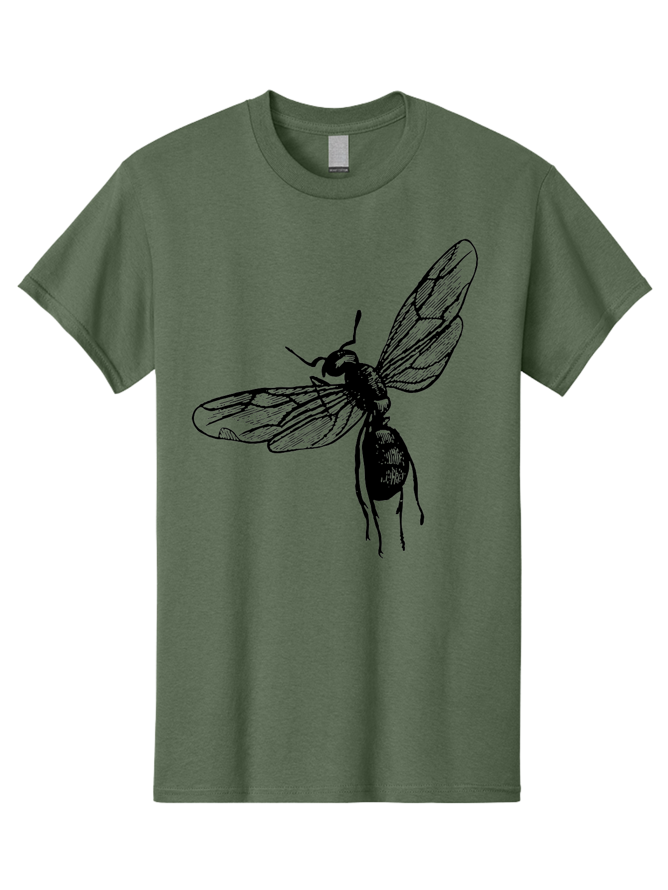 Bee Men'S Graphic Tee, 100% Cotton, Comfortable Casual Summer Wear, Machine Washable, Black Wasp In Flight, Insect Wings, Entomology Illustration, Detailed Drawing, Winged Creature, Insect Art Aab503 15