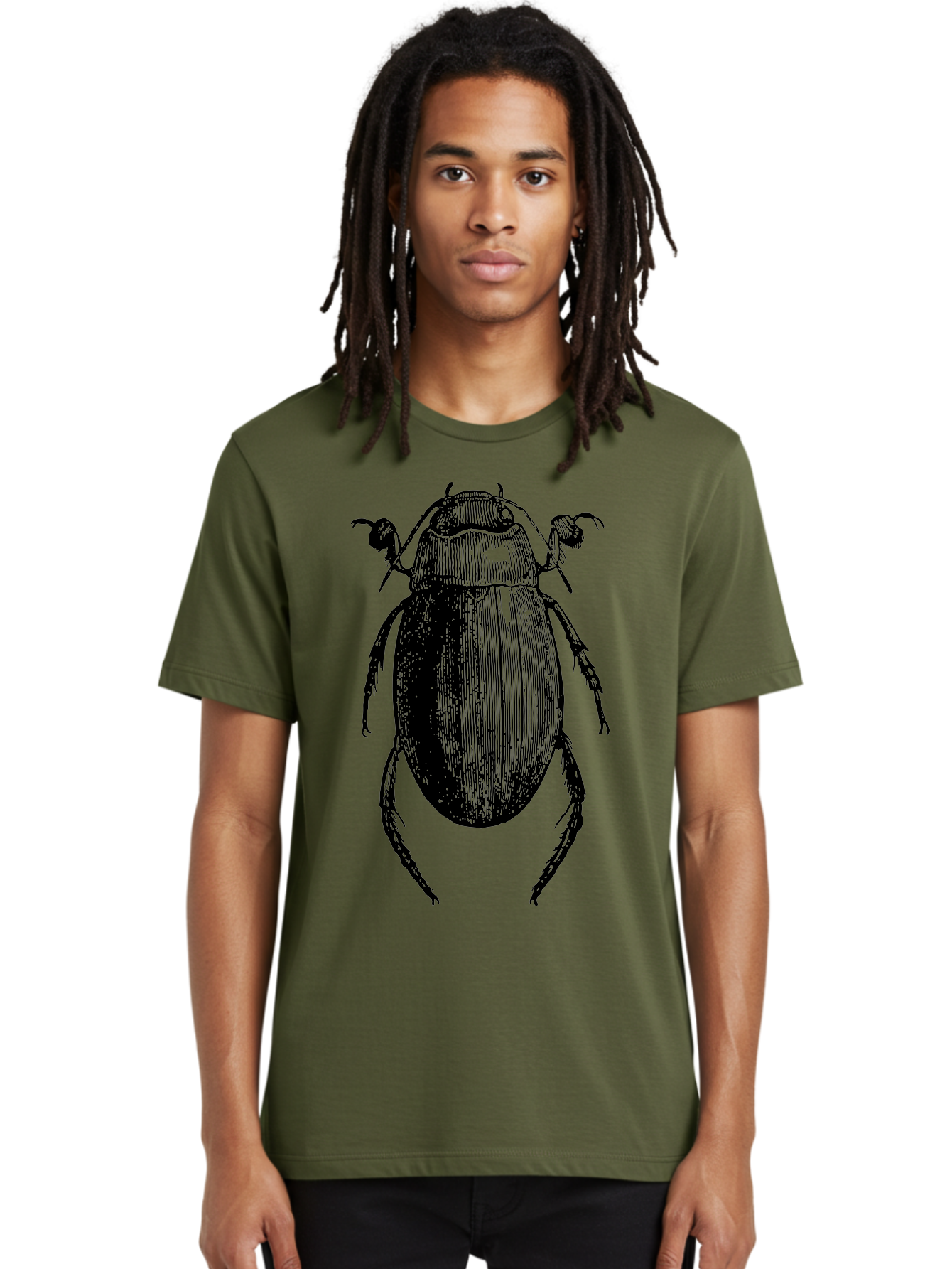 Beetle-1 Men'S Graphic Tee, 100% Cotton, Comfortable Casual Summer Wear, Machine Washable, Black Beetle Illustration, Insect Drawing, Detailed Artwork, Entomology Art, Bug Graphic, Vintage Style Aab504 20